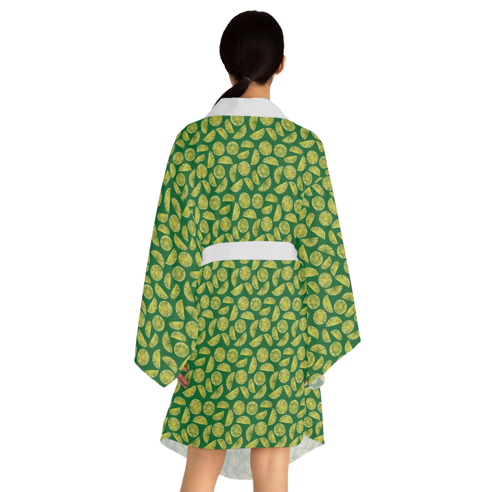 Zest Coast Vibes - Green - Long Sleeve Kimono Robe - Chic Loungewear, Spa Outfit, Gift for Her, Inner Peace, Home Comfort