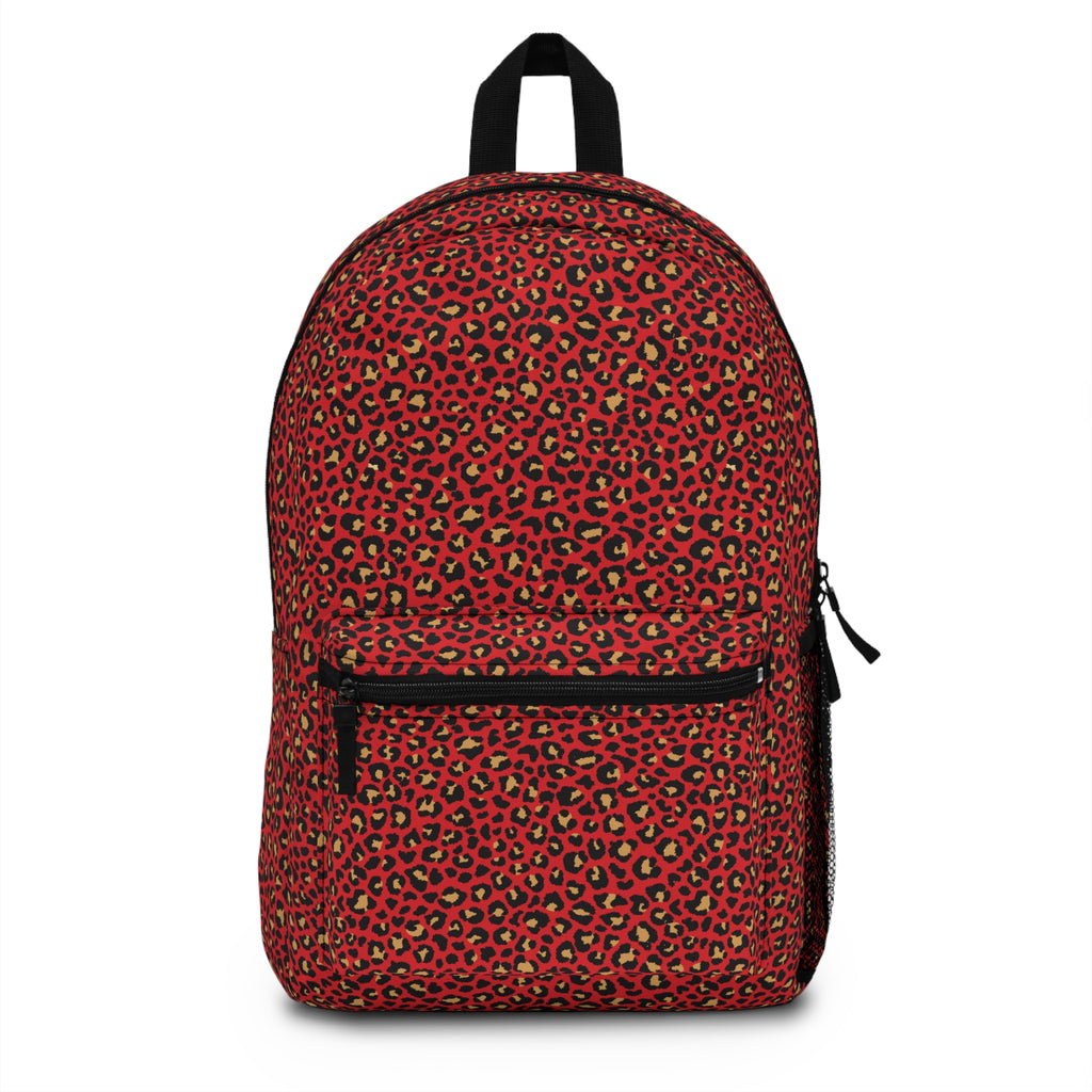 Spicy Kitty - Scarlet - Leopard Print - Backpack - Travel Bag with Black Duck Design