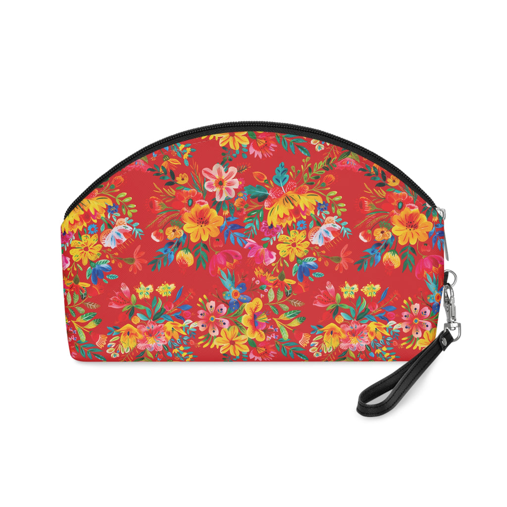 Bright Watercolor Flowers Makeup Bag - Fun & Functional Travel Accessory - Scarlet
