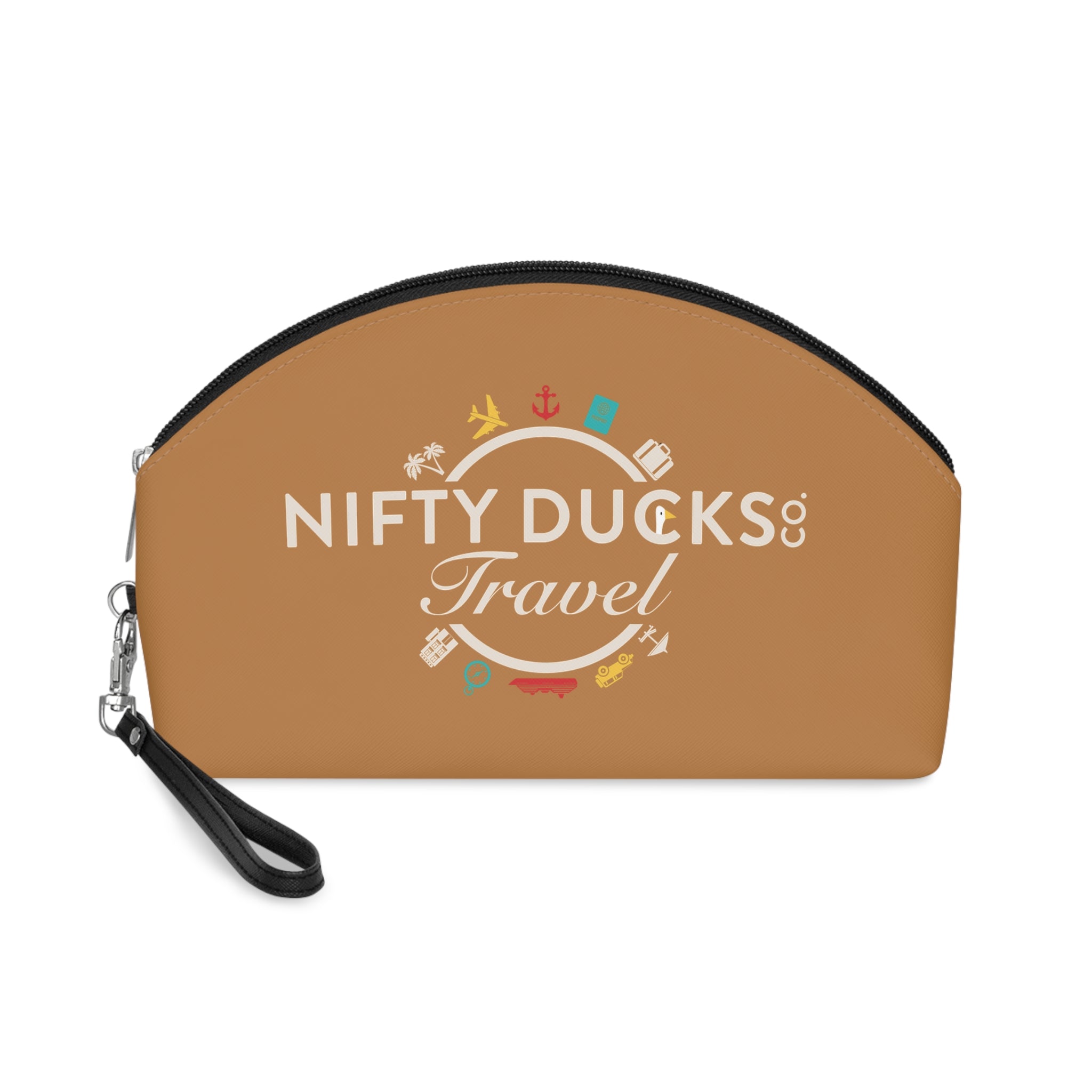 Nifty Ducks Travel Logo - Makeup Bag - Fun & Functional Travel Accessory - Brandy Punch