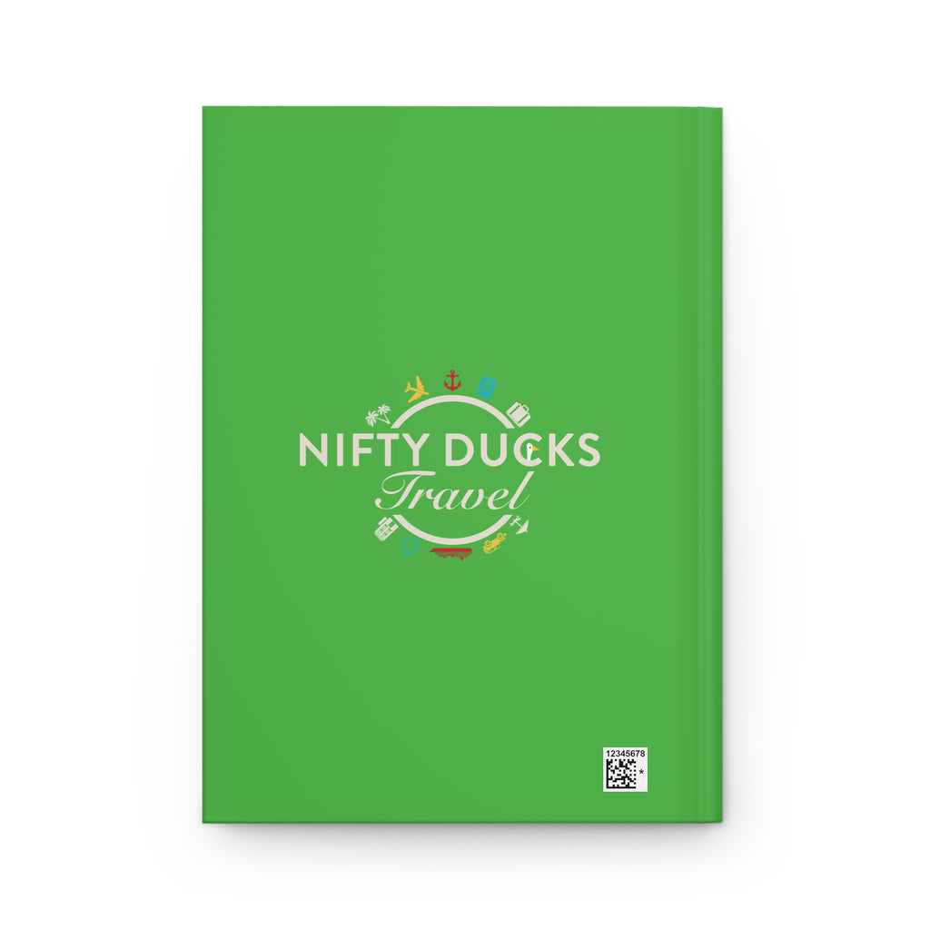 Traveling Ducks - Nifty Ducks Travel Logo - Lime Green - Hardcover Journal - Matte Finish