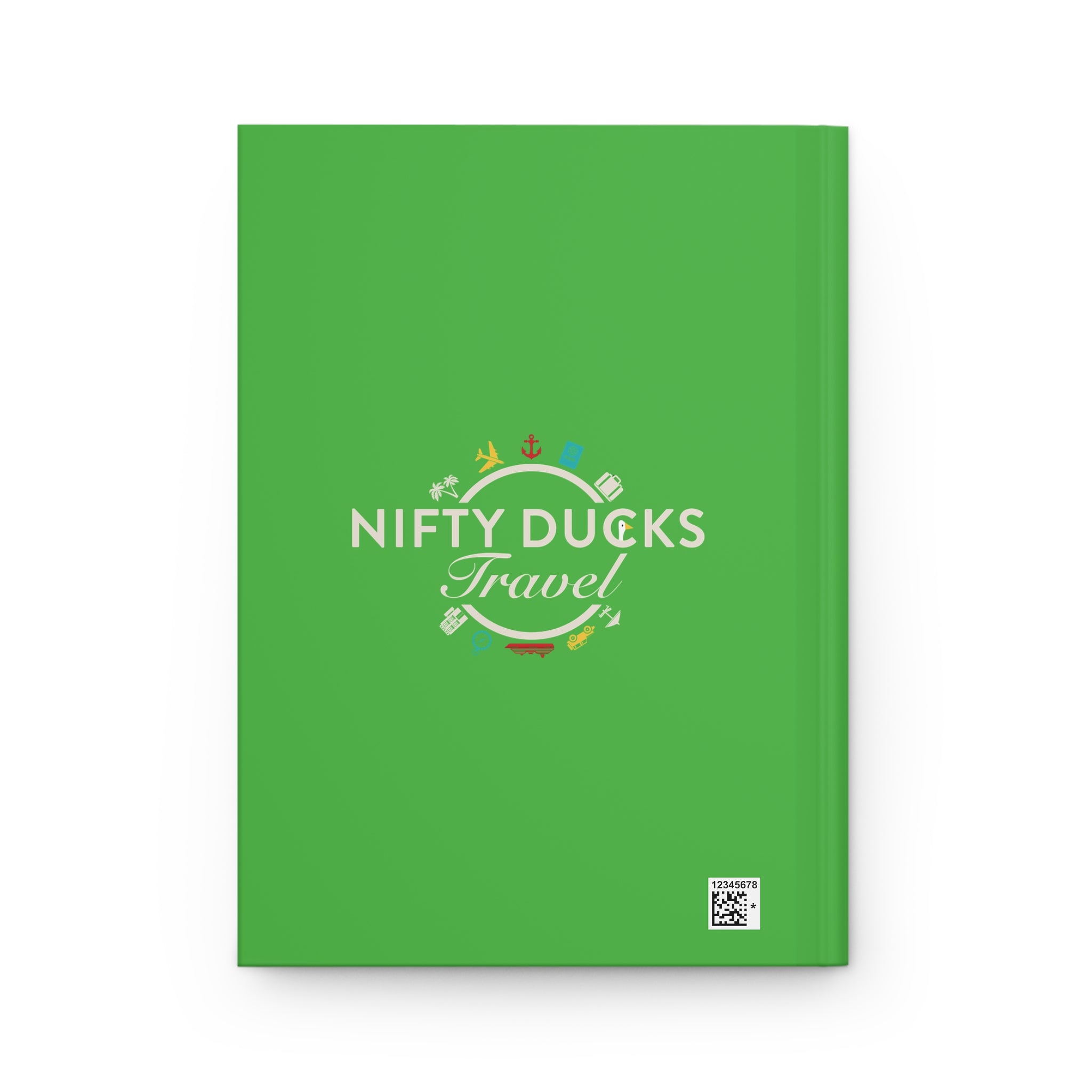 Traveling Ducks - Nifty Ducks Travel Logo - Lime Green - Hardcover Journal - Matte Finish