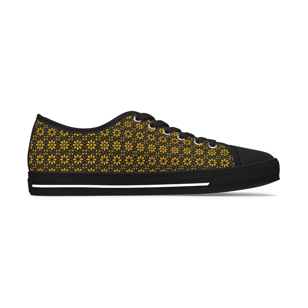 Florina - Gold - Black - Women's Low Top Sneakers — Casual Canvas Shoes