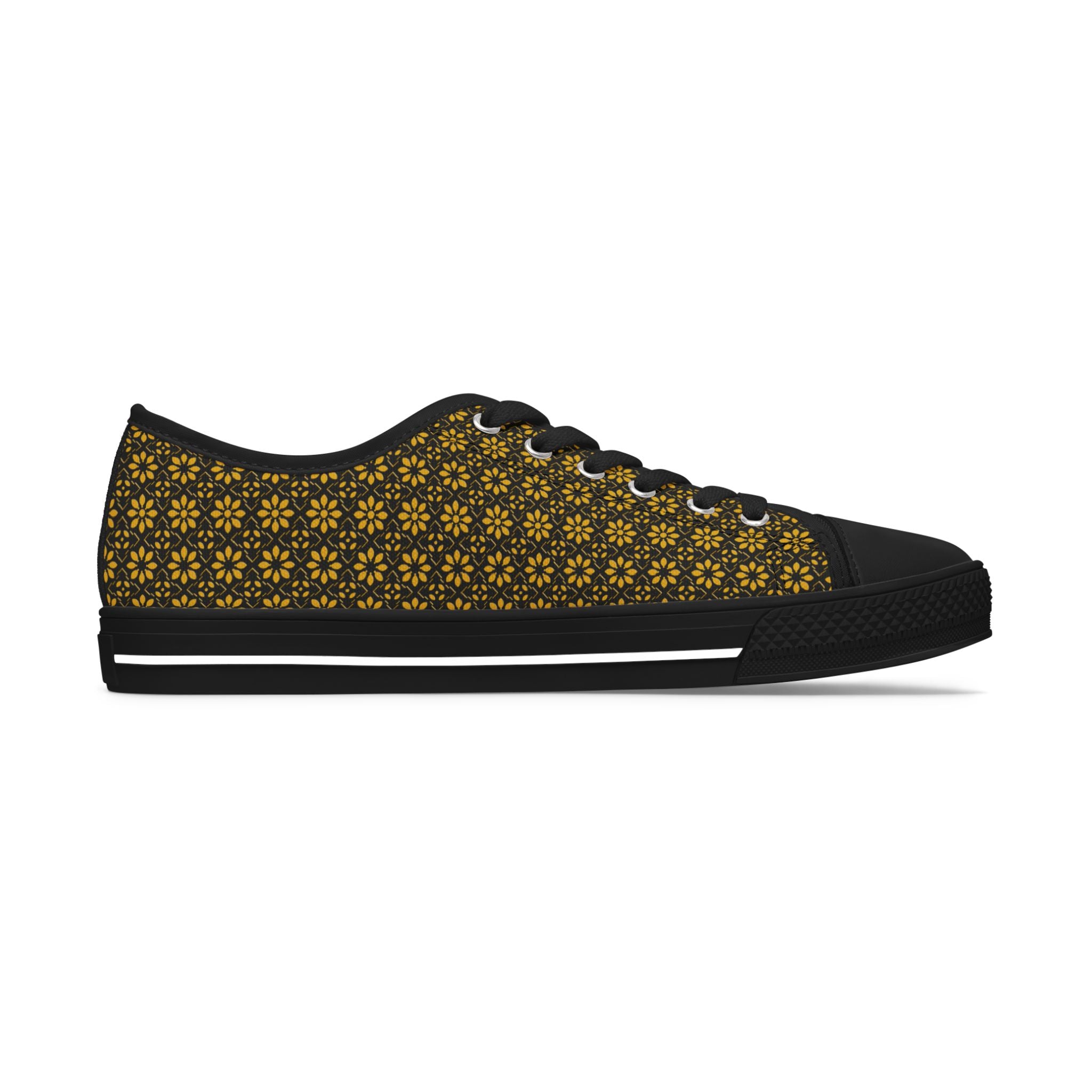 Florina - Gold - Black - Women's Low Top Sneakers — Casual Canvas Shoes