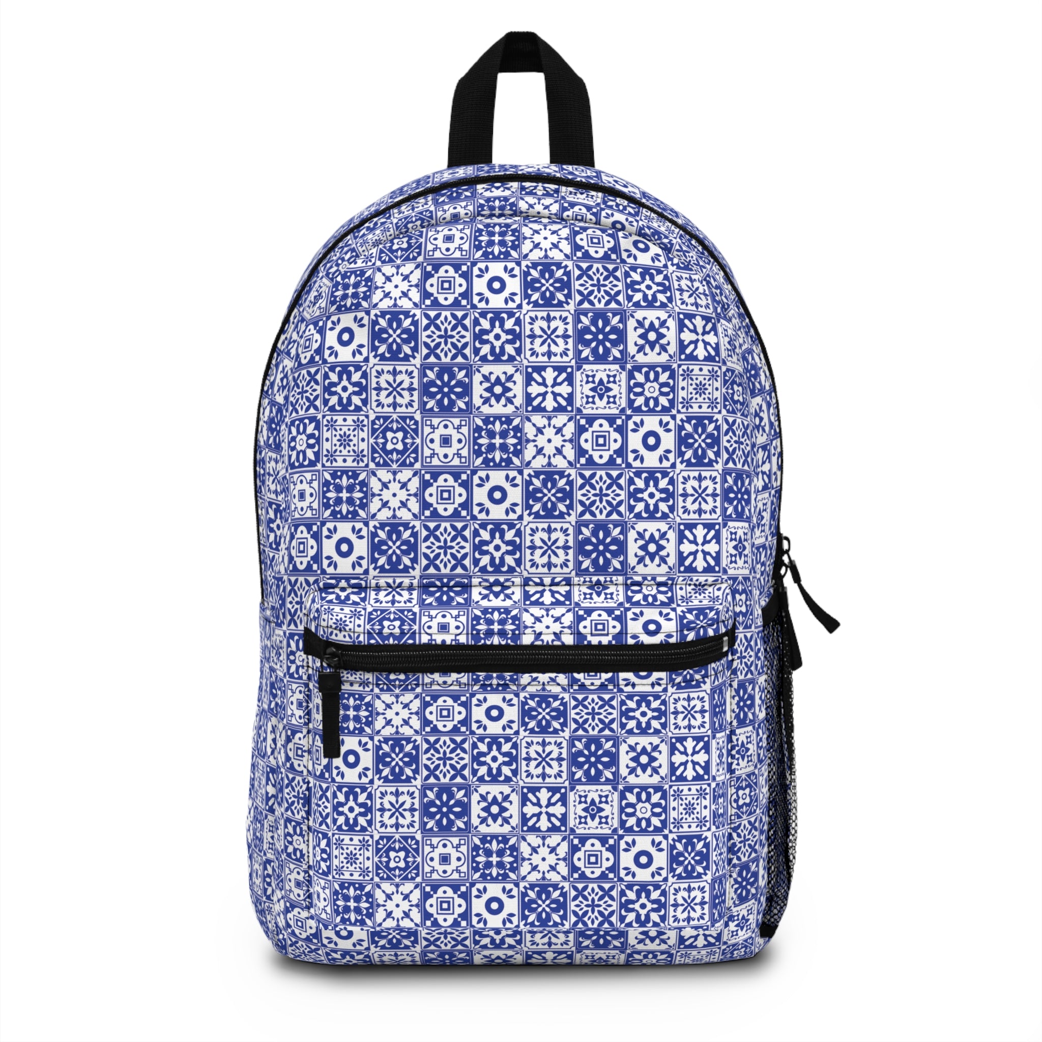 Mediterraneo Mosaic - Blue - Backpack - Travel Bag with Black Duck Design