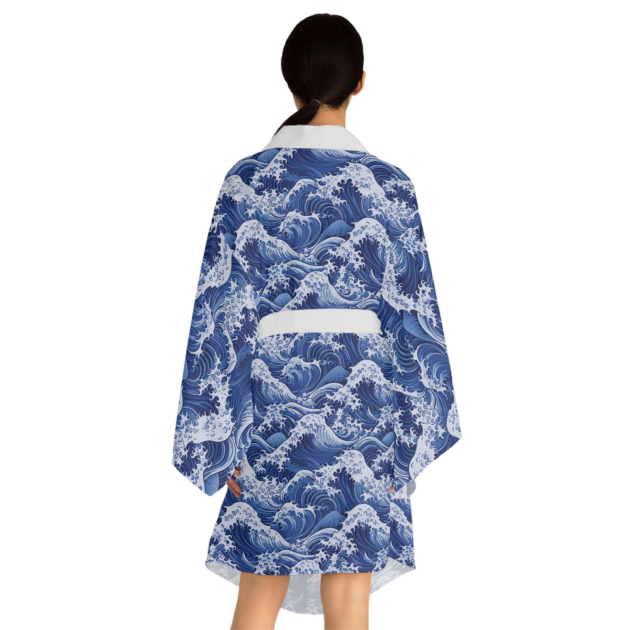 Tempest Tides - Blue - Long Sleeve Kimono Robe - Chic Loungewear, Spa Outfit, Gift for Her, Inner Peace, Home Comfort