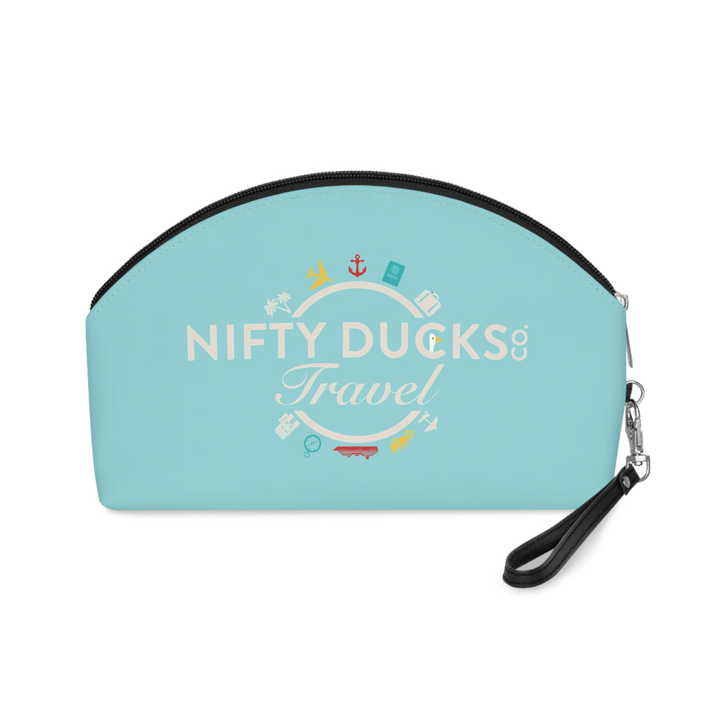 Nifty Ducks Travel Logo - Makeup Bag - Fun & Functional Travel Accessory - Electric Blue