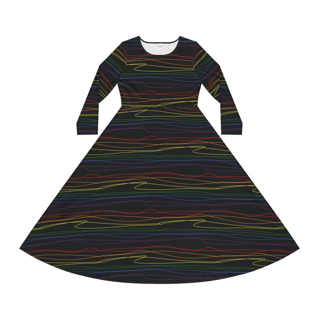 Elegant Women's Long Sleeve Dance Dress - Chromawave - Black -