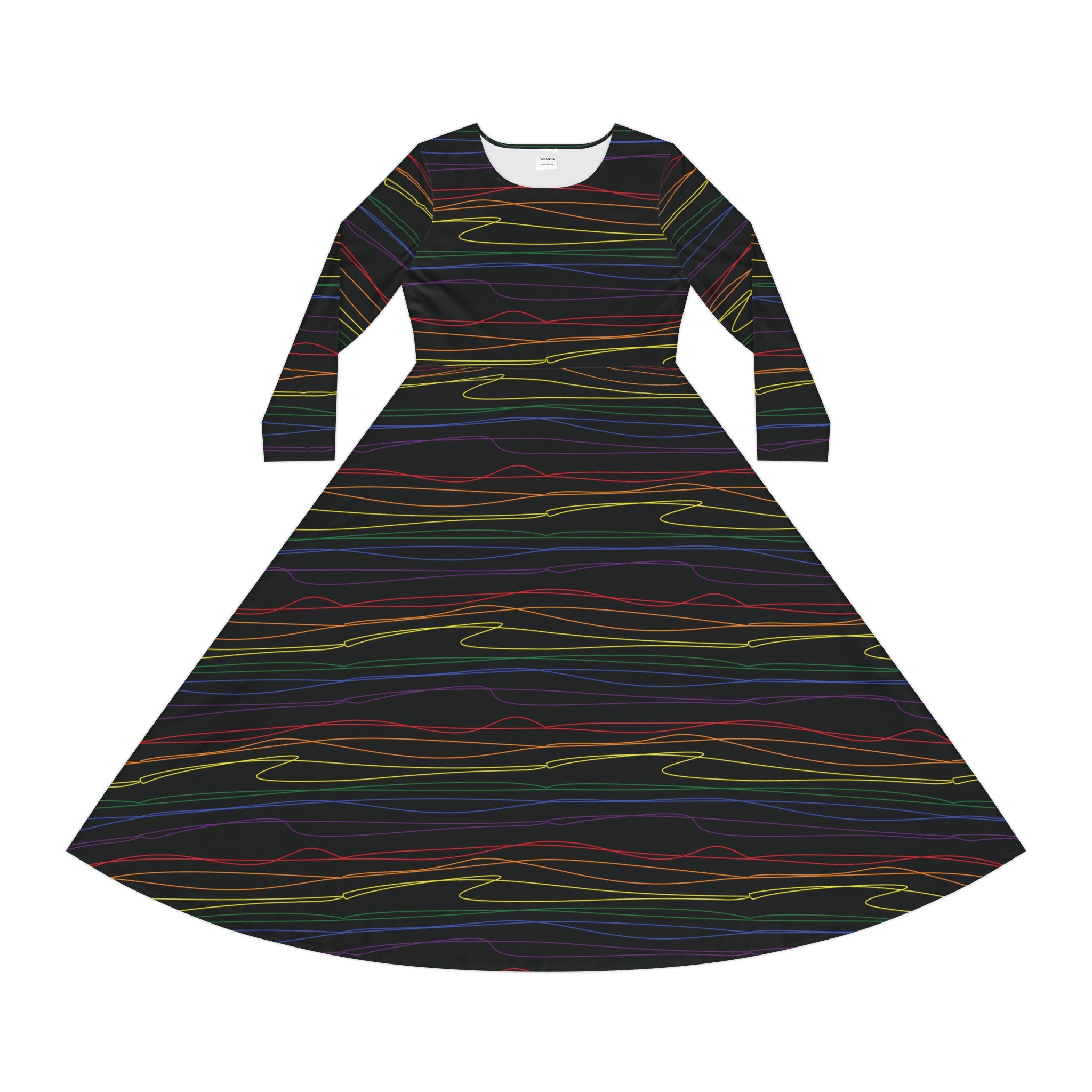 Elegant Women's Long Sleeve Dance Dress - Chromawave - Black -