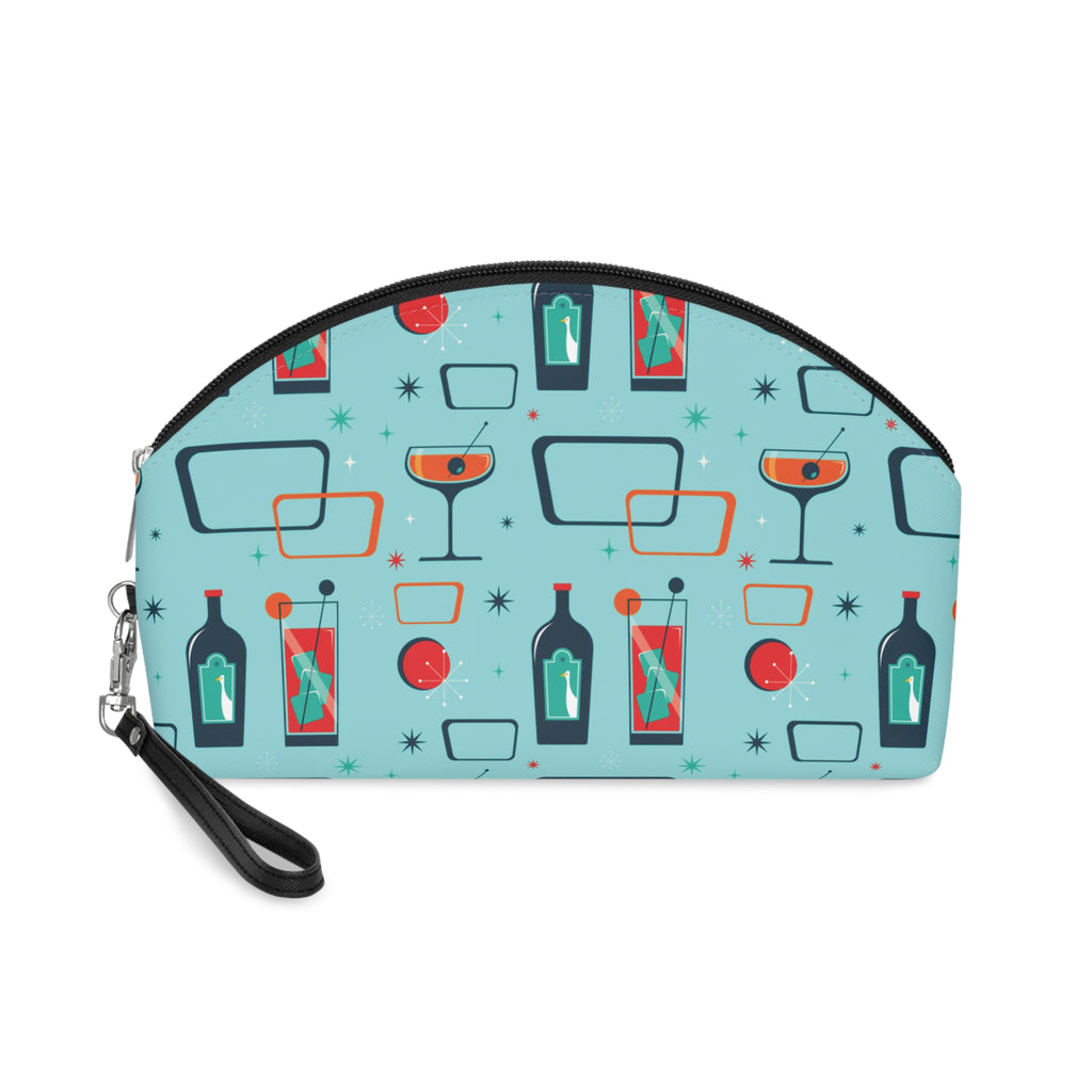 Cocktail Time - Electric Blue - Mid Century design - Makeup Bag - Fun & Functional Travel Accessory