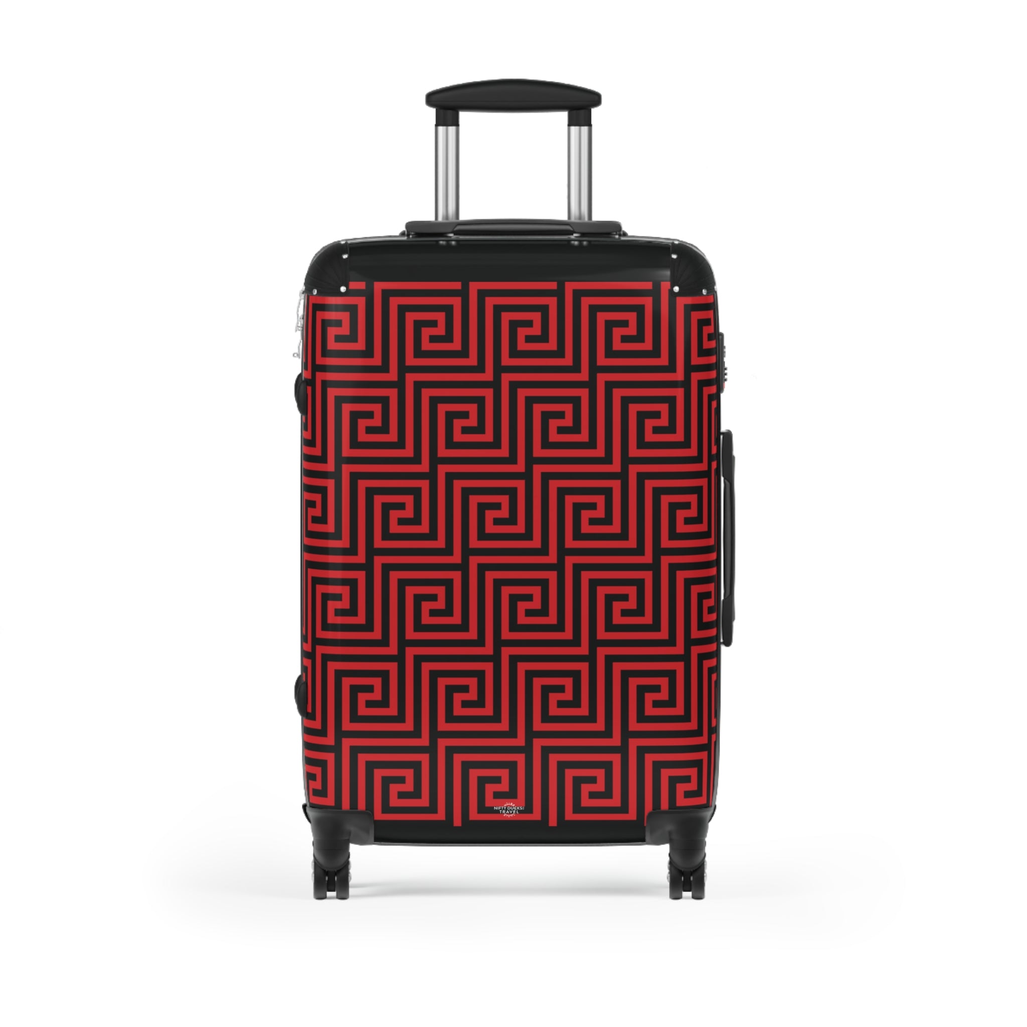 Greek Key - Red - Black - Suitcase - Stylish Luggage for Adventurers