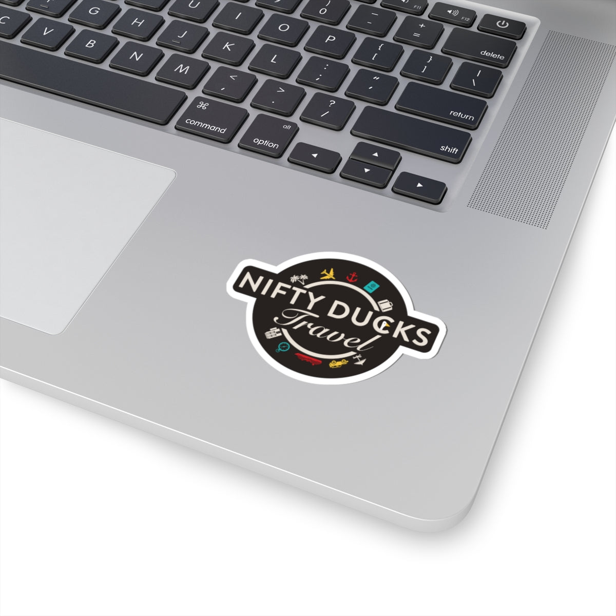 Nifty Ducks Travel Kiss-Cut Sticker — Retro Travel Badge Sticker for Laptops, Luggage & Water Bottles