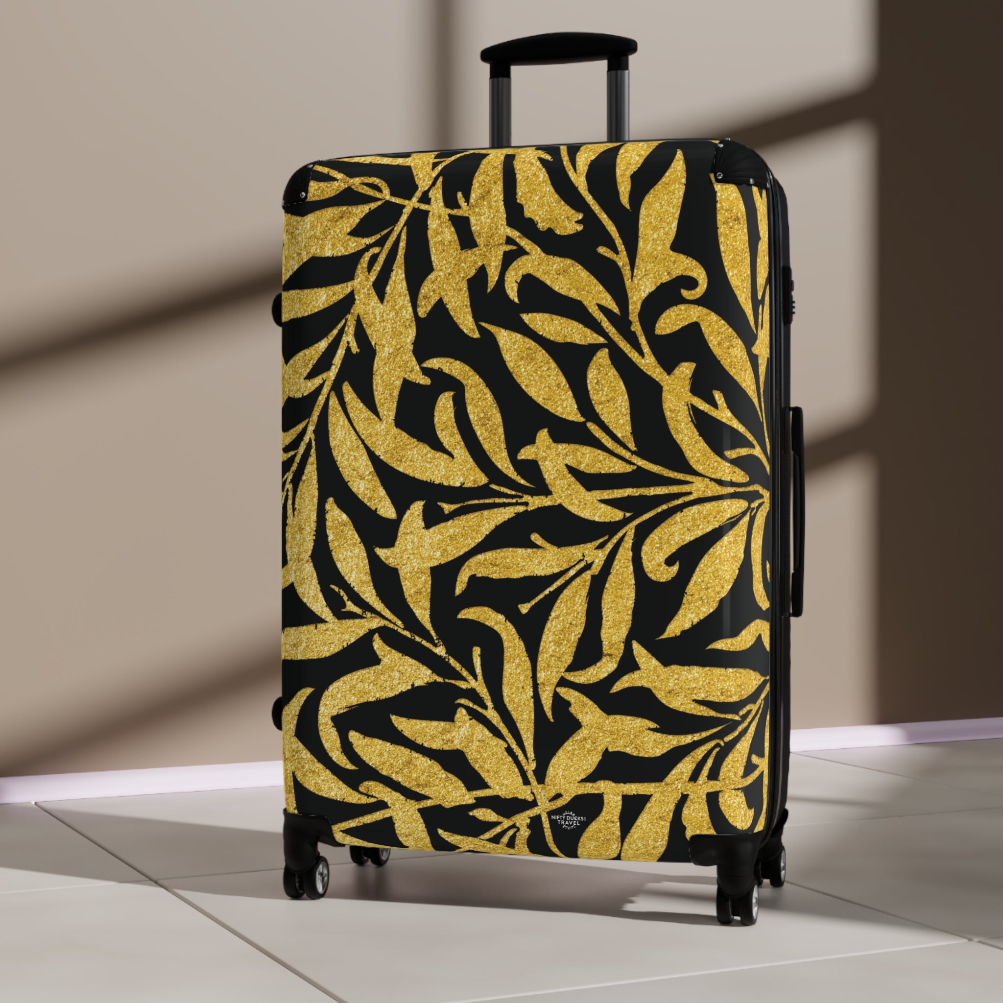 Gold Leaves - Black - Suitcase - Stylish Luggage for Adventurers