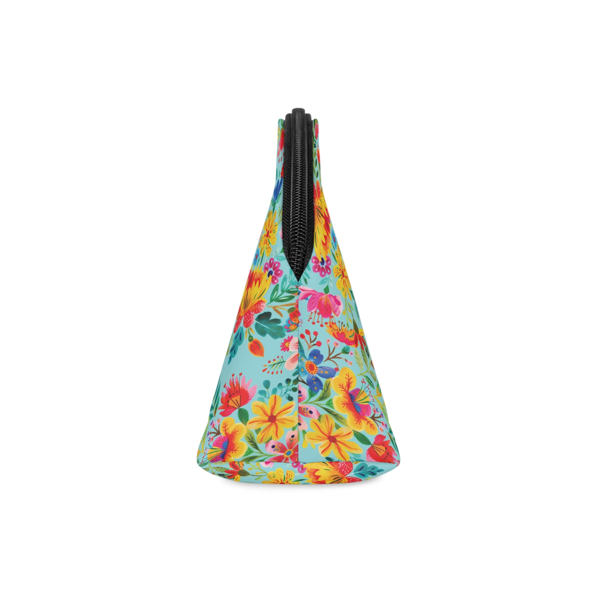 Bright Watercolor Flowers Makeup Bag - Fun & Functional Travel Accessory - Electric Blue