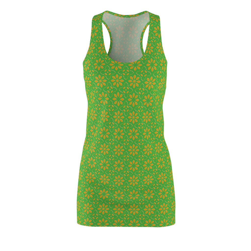 Florina - Lime Green - Gold - Racerback Dress for Summer Fun, Beach Wear, Vacation Style, Party Outfit, Ladies Sundress