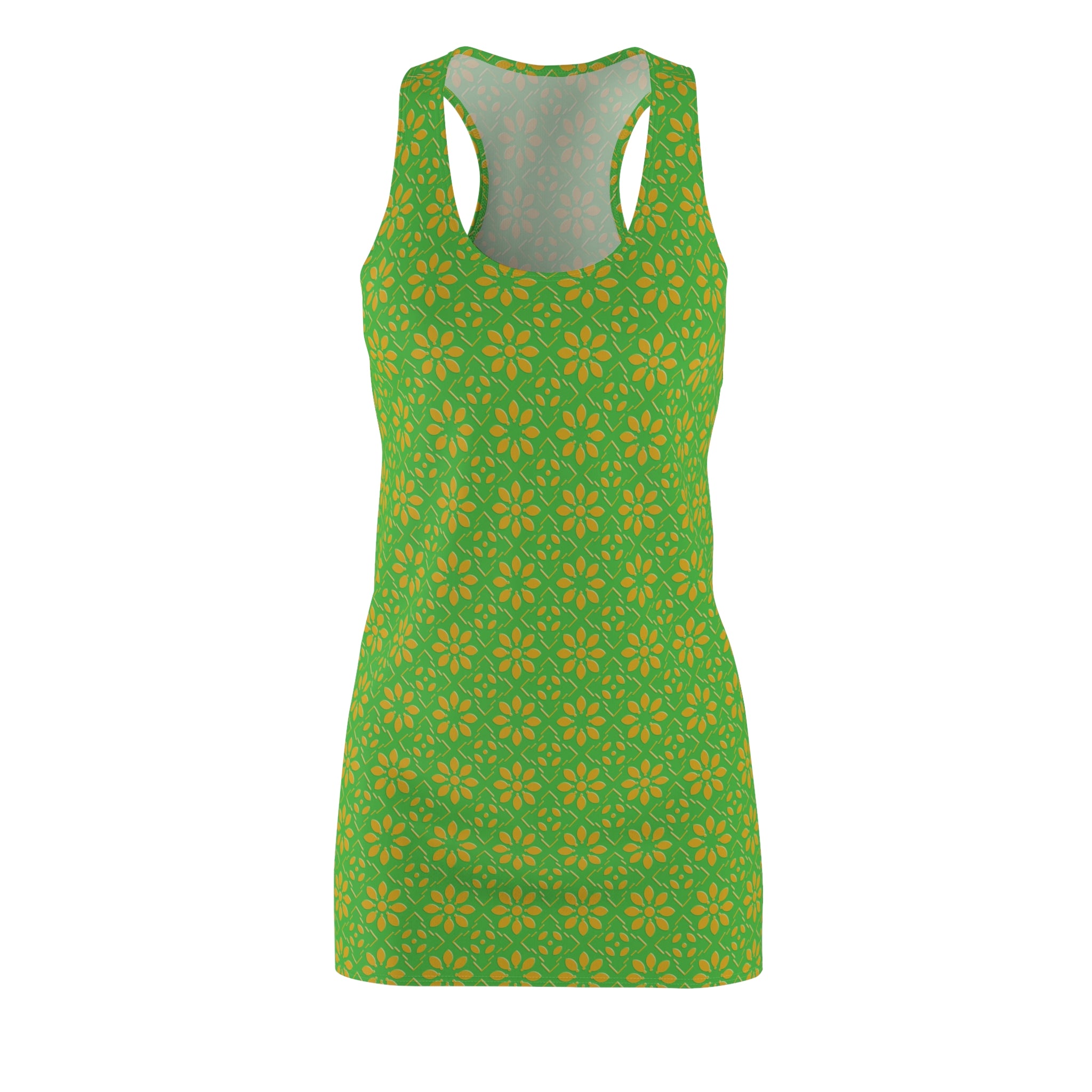 Florina - Lime Green - Gold - Racerback Dress for Summer Fun, Beach Wear, Vacation Style, Party Outfit, Ladies Sundress