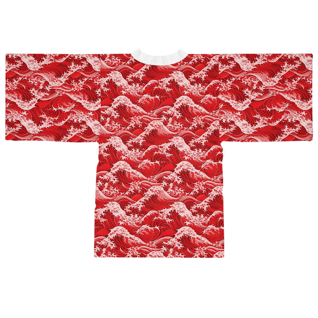 Tempest Tides - Red - Long Sleeve Kimono Robe - Chic Loungewear, Spa Outfit, Gift for Her, Inner Peace, Home Comfort