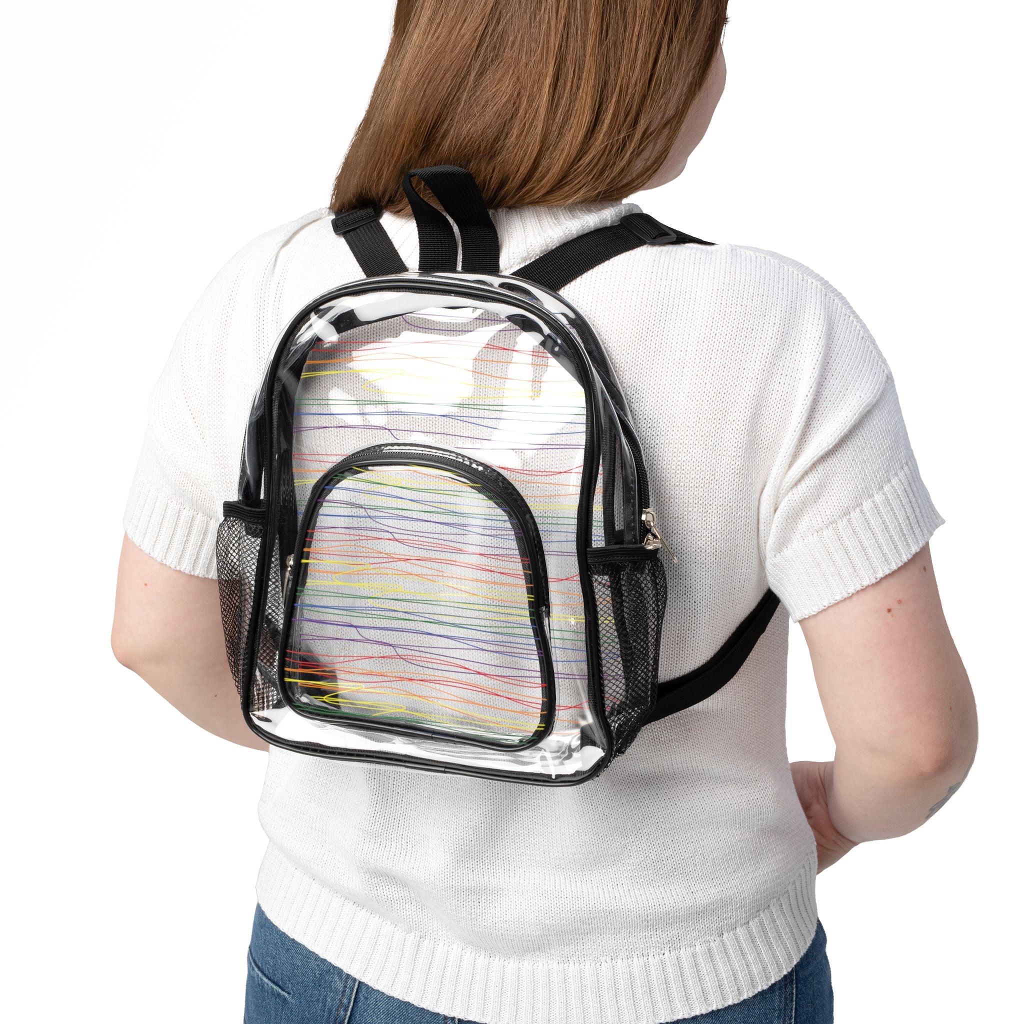 Rainbow Wavy Stripes - Clear Stadium Backpack