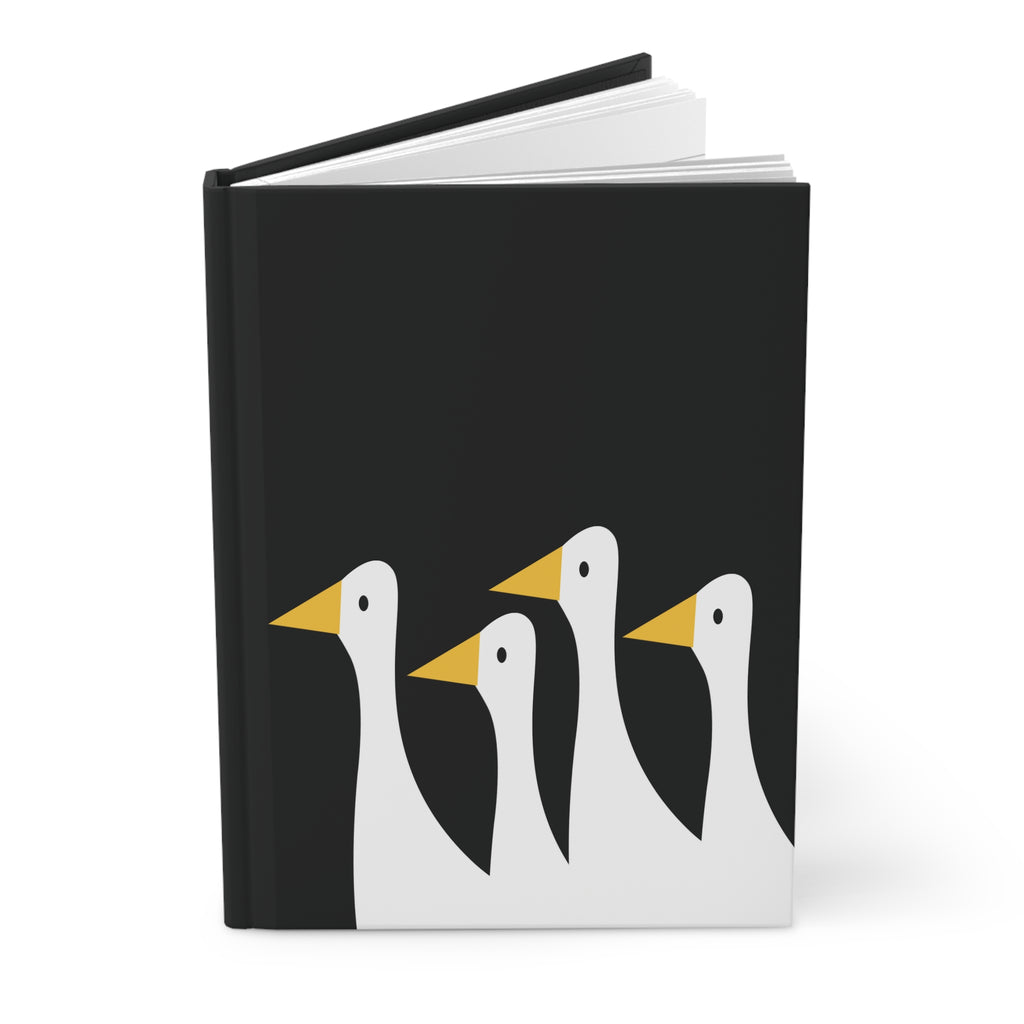 Traveling Ducks - Nifty Ducks Travel Logo - Black - Hardcover Journal - Matte Finish