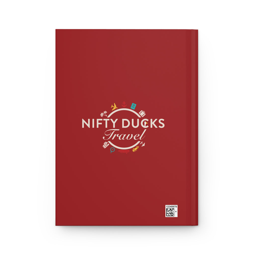 Traveling Ducks - Nifty Ducks Travel Logo - Scarlet - Hardcover Journal - Matte Finish