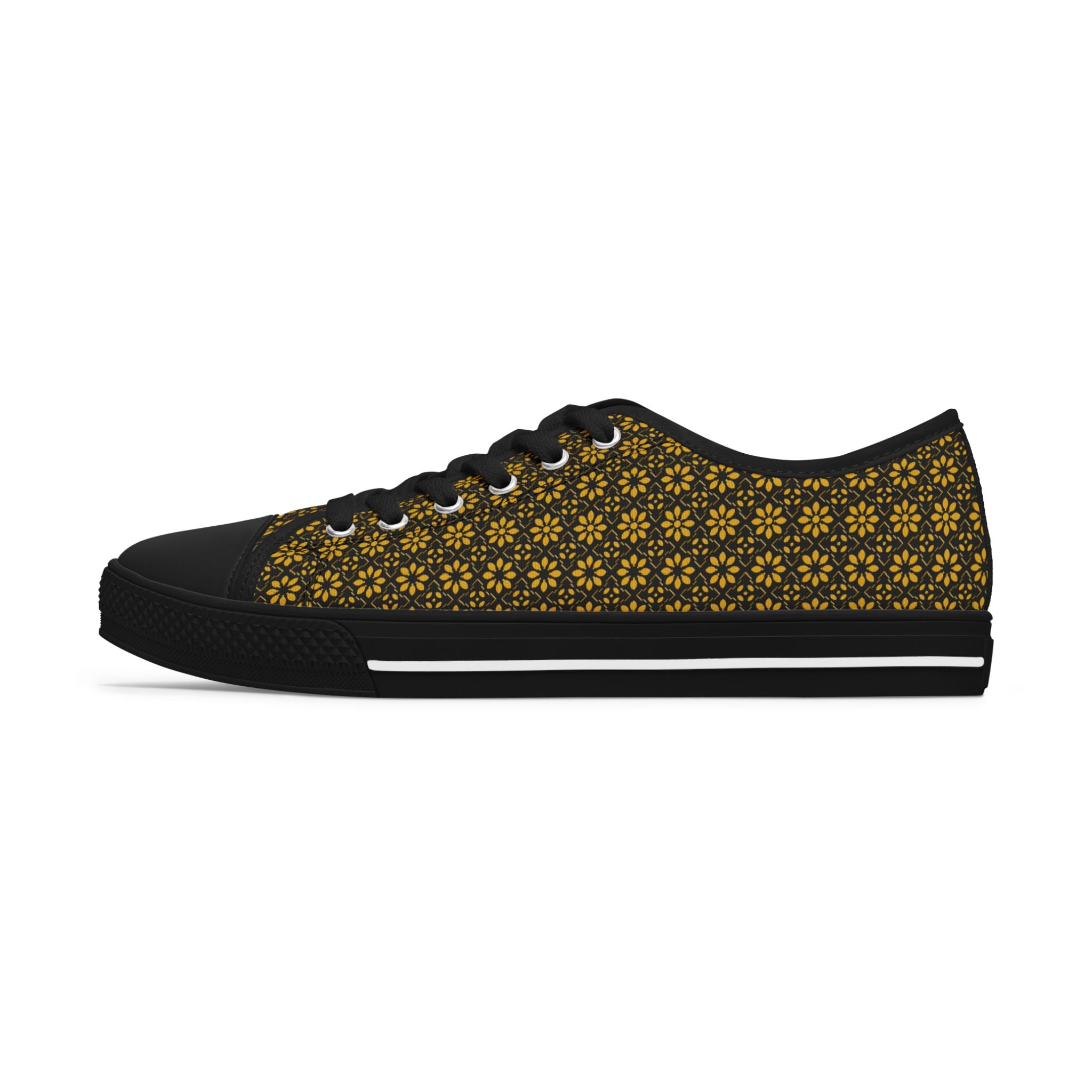 Florina - Gold - Black - Women's Low Top Sneakers — Casual Canvas Shoes