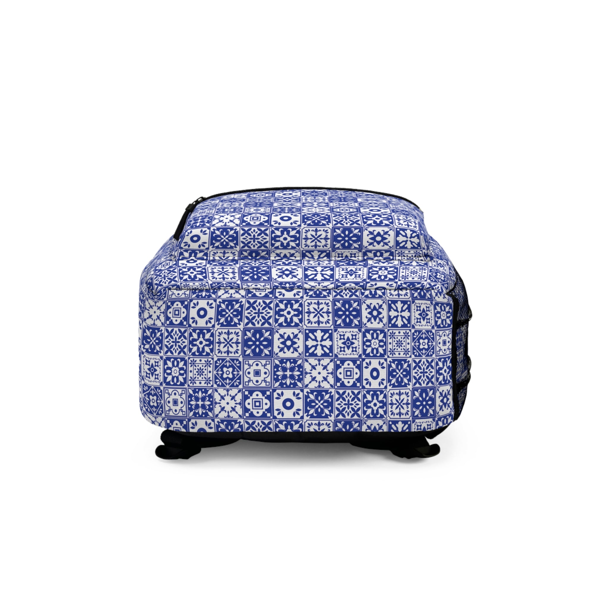 Mediterraneo Mosaic - Blue - Backpack - Travel Bag with Black Duck Design