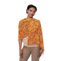 Bright Watercolor Flowers - Orange - Scarf - Lightweight Shawl, Perfect for Outdoor Events, Mothers Day Gift