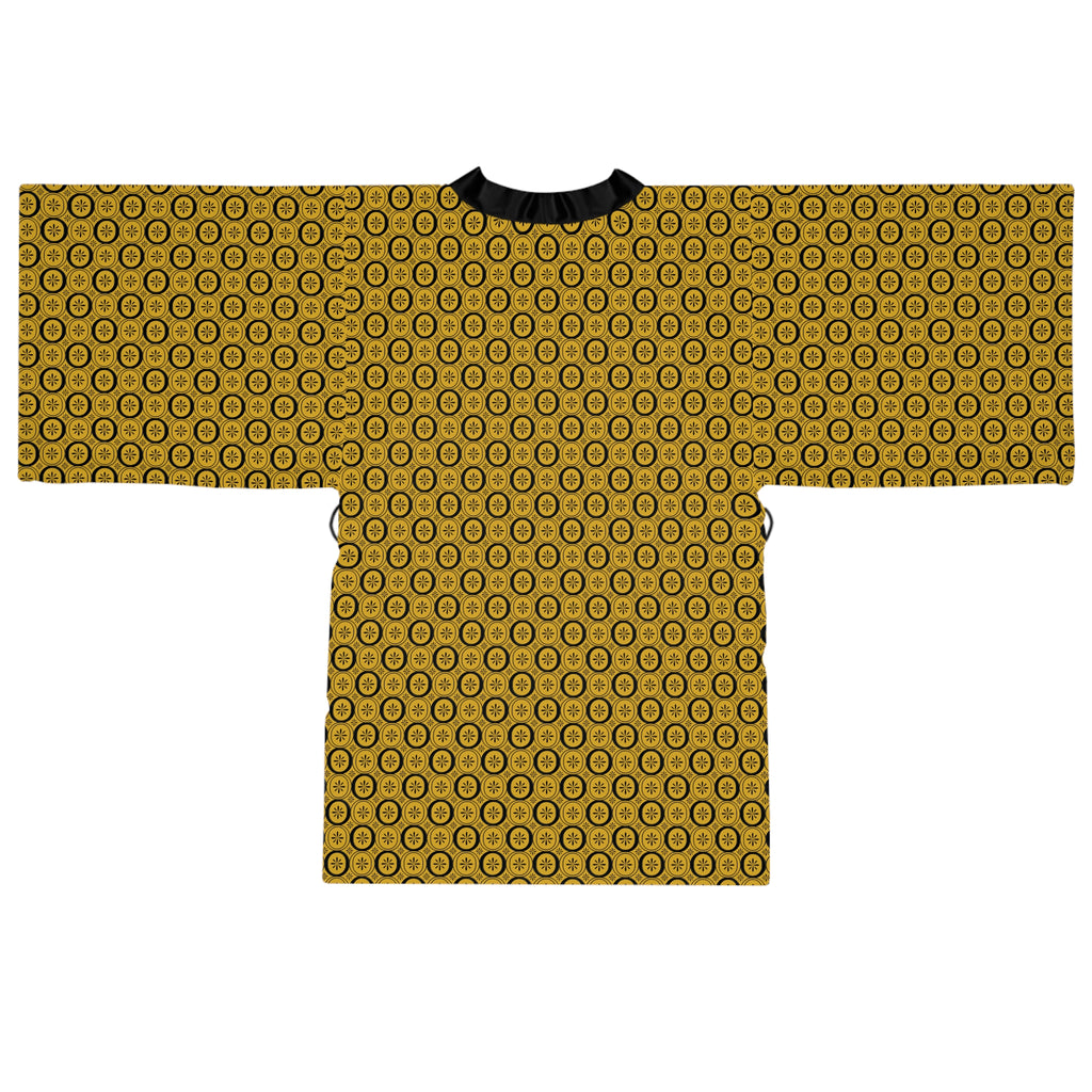 Solaris - Long Sleeve Kimono Robe - Gold - Black - Chic Loungewear, Spa Outfit, Gift for Her, Inner Peace, Home Comfort