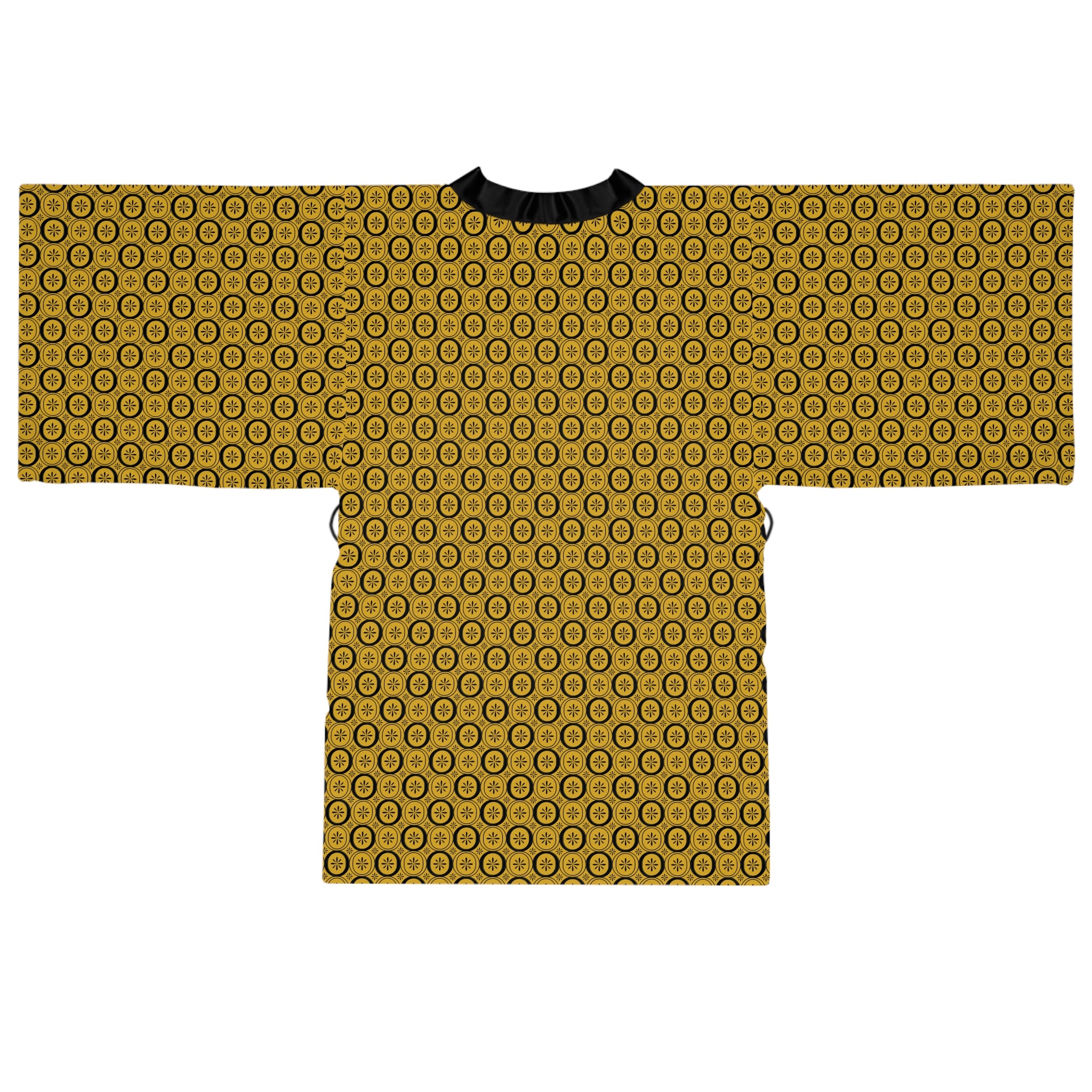 Solaris - Long Sleeve Kimono Robe - Gold - Black - Chic Loungewear, Spa Outfit, Gift for Her, Inner Peace, Home Comfort