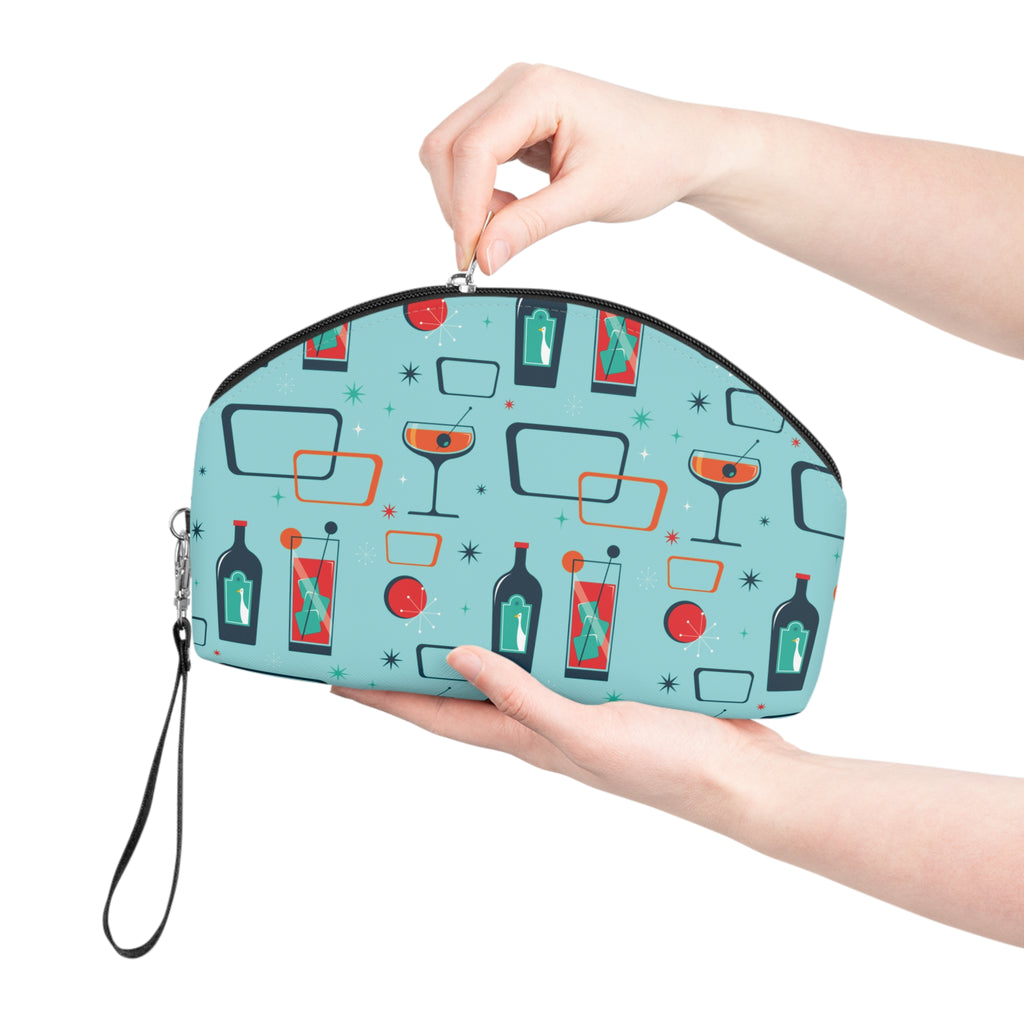 Cocktail Time - Electric Blue - Mid Century design - Makeup Bag - Fun & Functional Travel Accessory