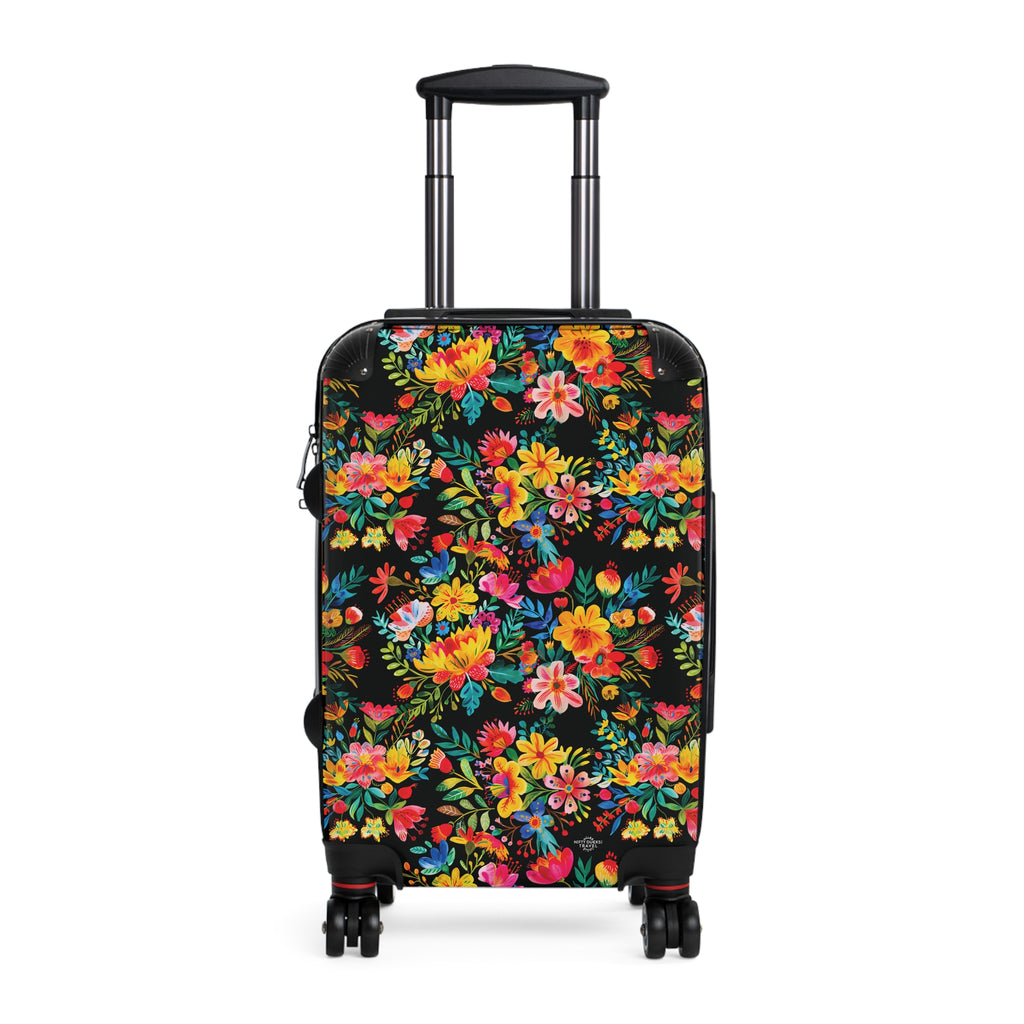 Bright Watercolor Flowers - Black - Suitcase - Stylish Luggage for Adventurers
