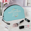 Nifty Ducks Travel Logo - Makeup Bag - Fun & Functional Travel Accessory - Electric Blue