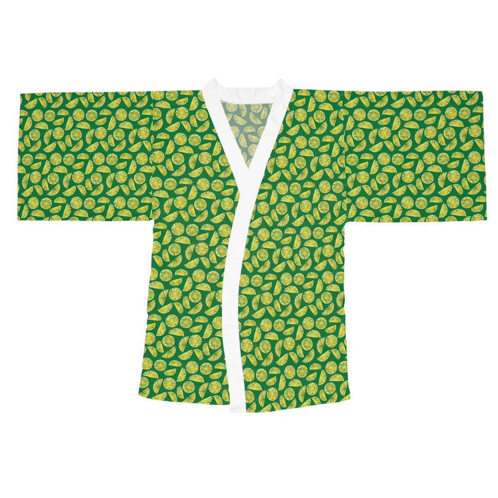 Zest Coast Vibes - Green - Long Sleeve Kimono Robe - Chic Loungewear, Spa Outfit, Gift for Her, Inner Peace, Home Comfort