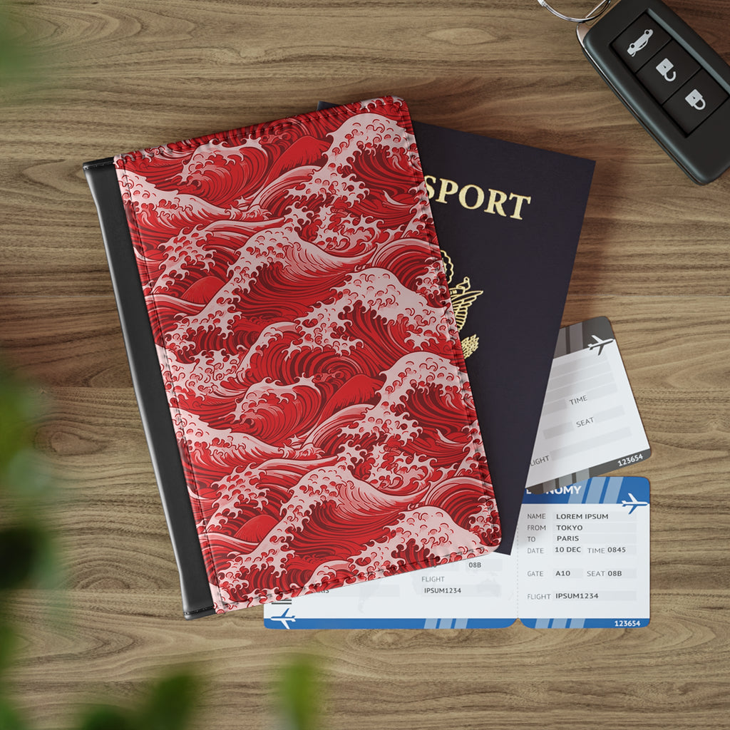 Tempest Tides - Red - Passport Cover | Travel Accessory, Gift for Jet setters, Unique Travel Journal, Vacation Must-Have, Gift for Travelers