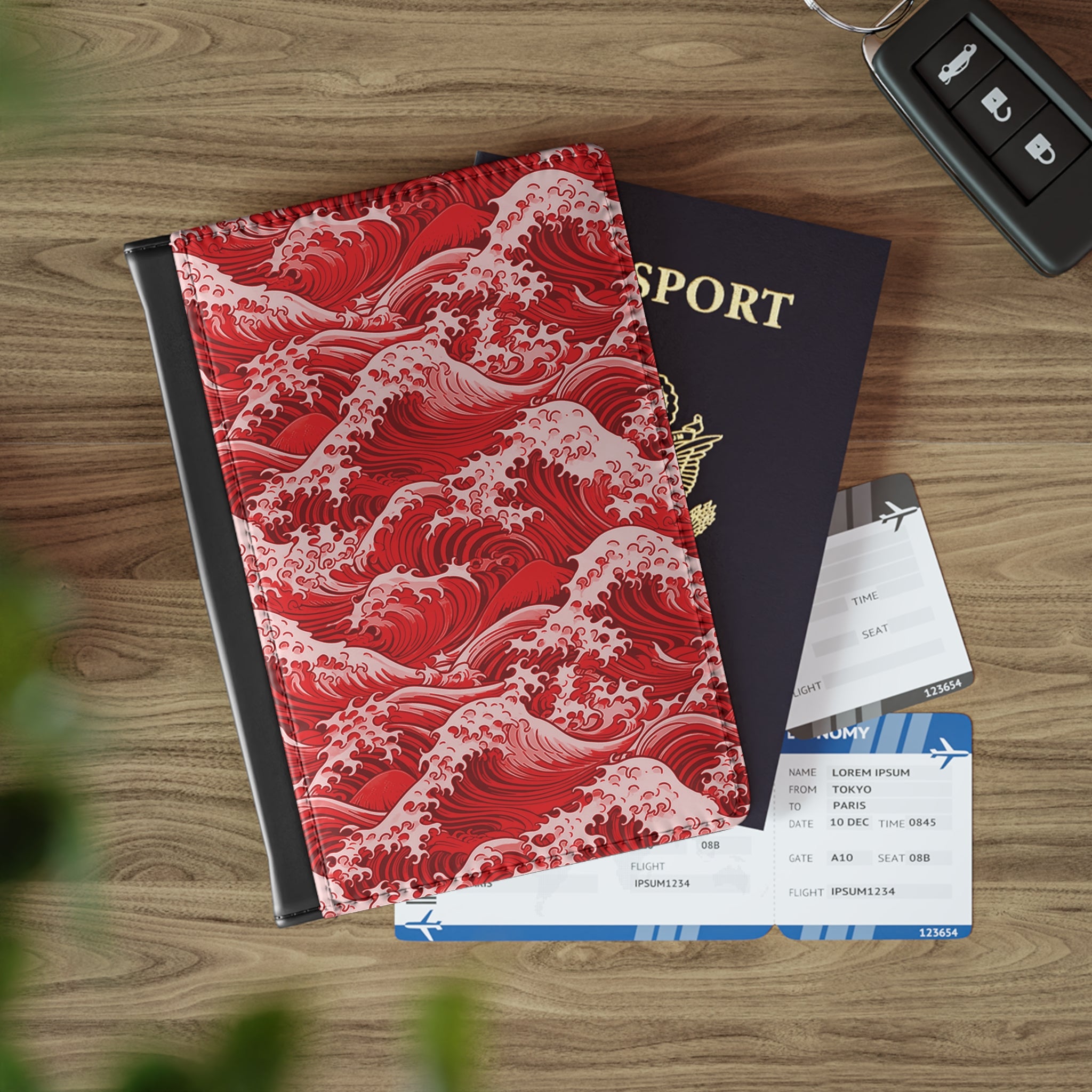 Tempest Tides - Red - Passport Cover | Travel Accessory, Gift for Jet setters, Unique Travel Journal, Vacation Must-Have, Gift for Travelers
