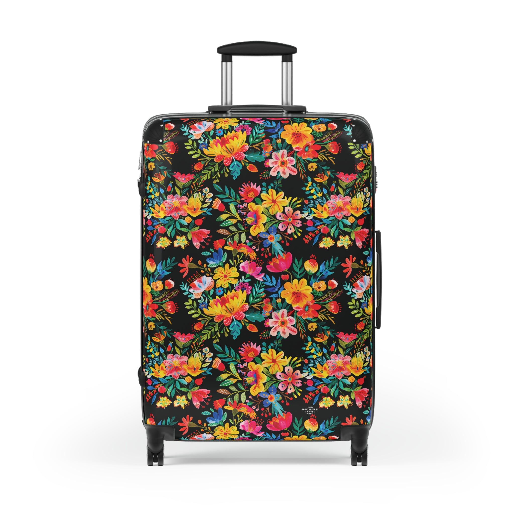 Bright Watercolor Flowers - Black - Suitcase - Stylish Luggage for Adventurers