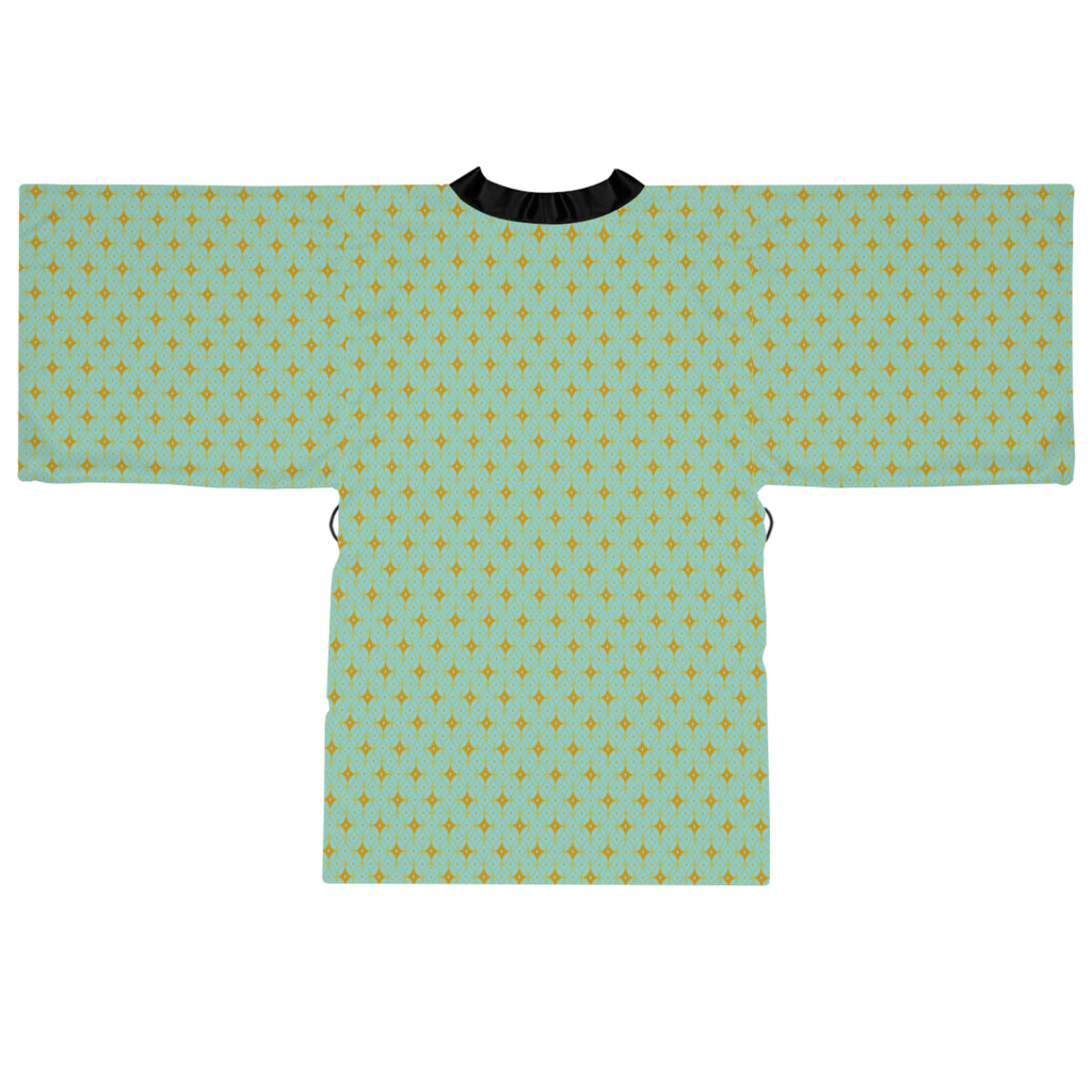 Virella - Long Sleeve Kimono Robe -Electric Blue - Gold - Chic Loungewear, Spa Outfit, Gift for Her, Inner Peace, Home Comfort