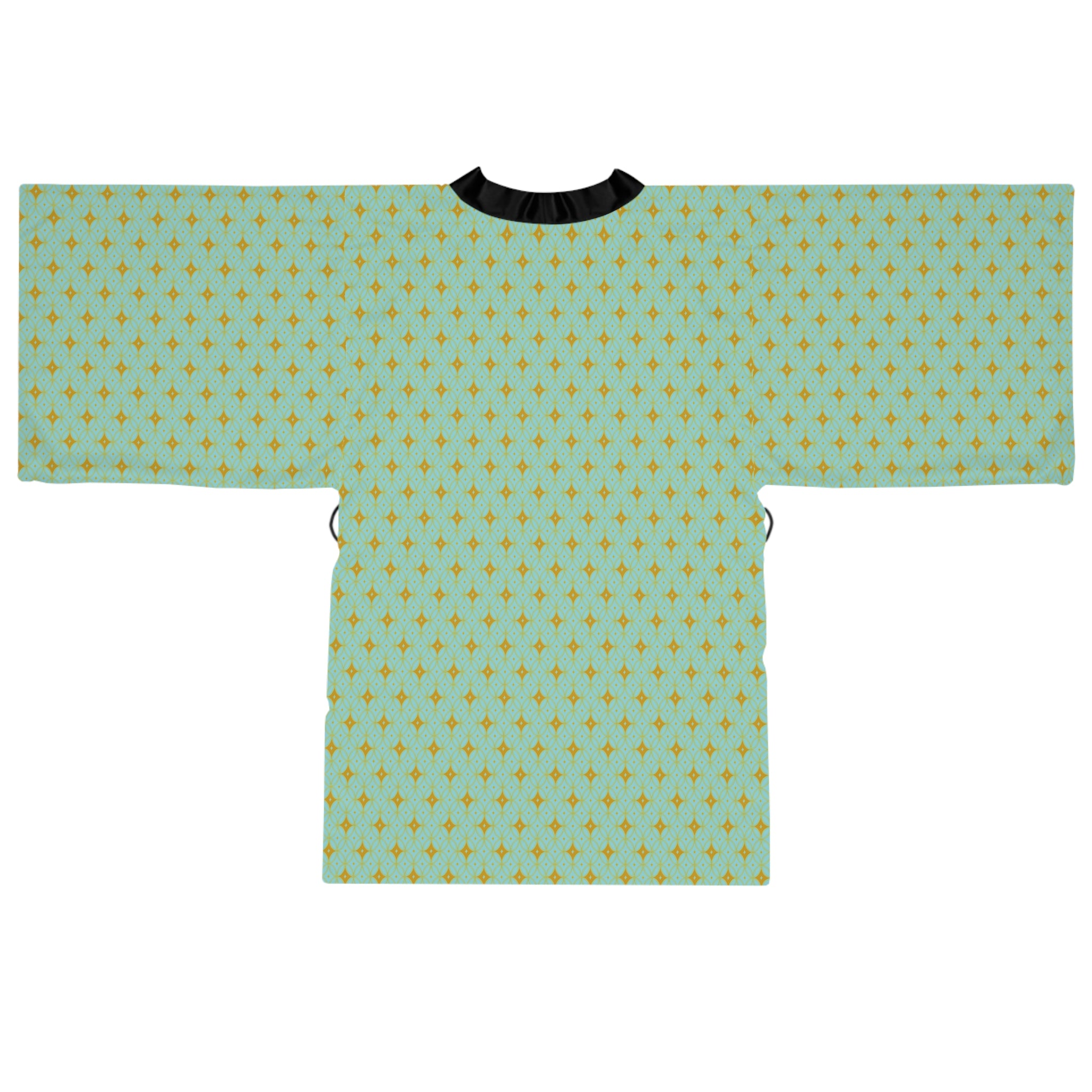 Virella - Long Sleeve Kimono Robe -Electric Blue - Gold - Chic Loungewear, Spa Outfit, Gift for Her, Inner Peace, Home Comfort