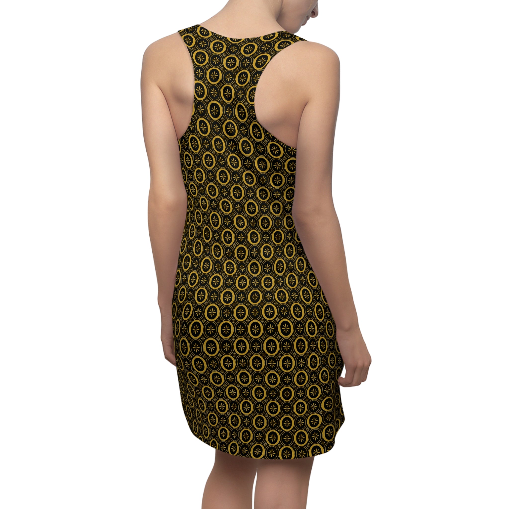 Solaris - Black - Gold - Racerback Dress for Summer Fun, Beach Wear, V Nifty Ducks Co. Solaris - Black - Gold - Racerback Dress for Summer Fun, Beach Wear, V Nifty Ducks Co.
