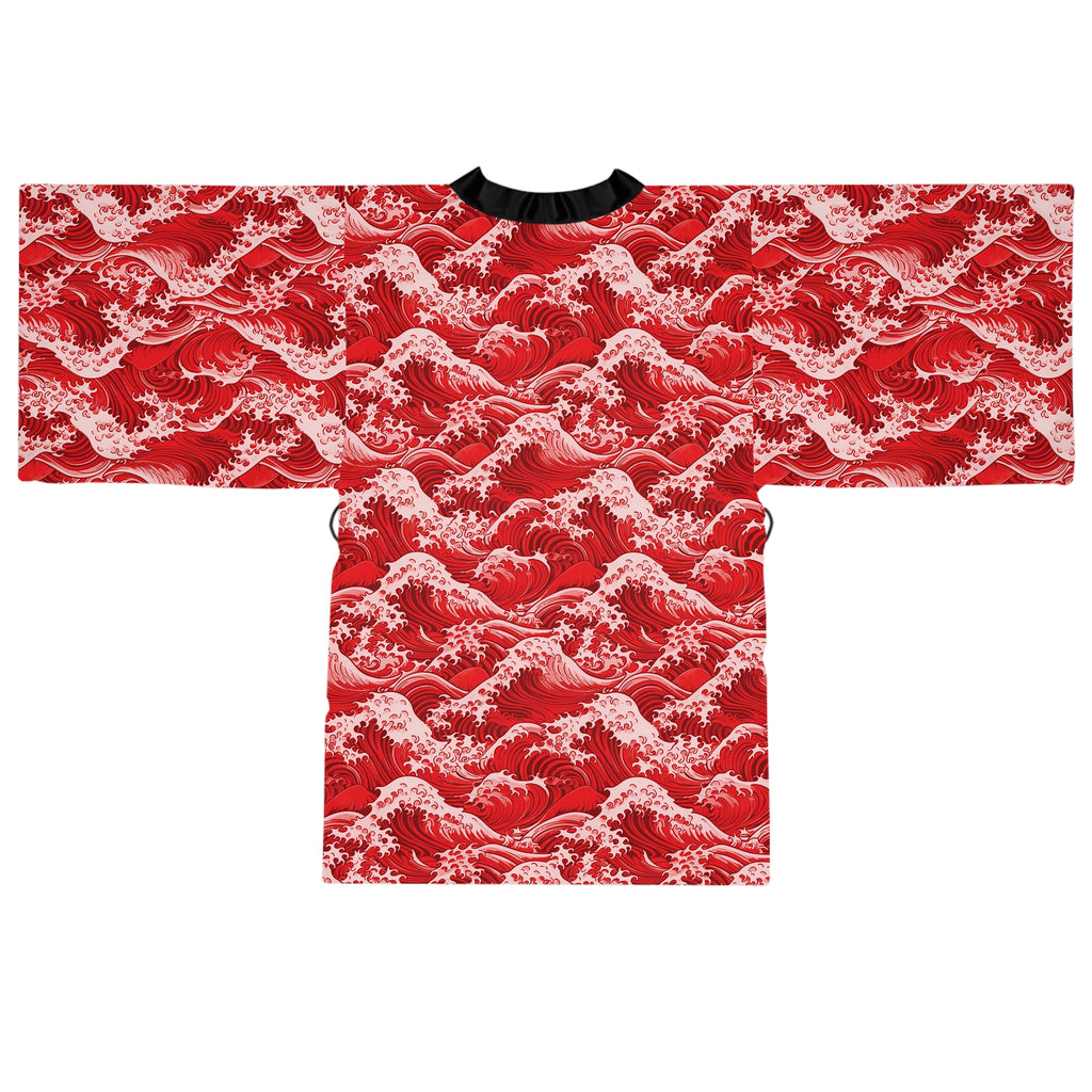 Tempest Tides - Red - Long Sleeve Kimono Robe - Chic Loungewear, Spa Outfit, Gift for Her, Inner Peace, Home Comfort