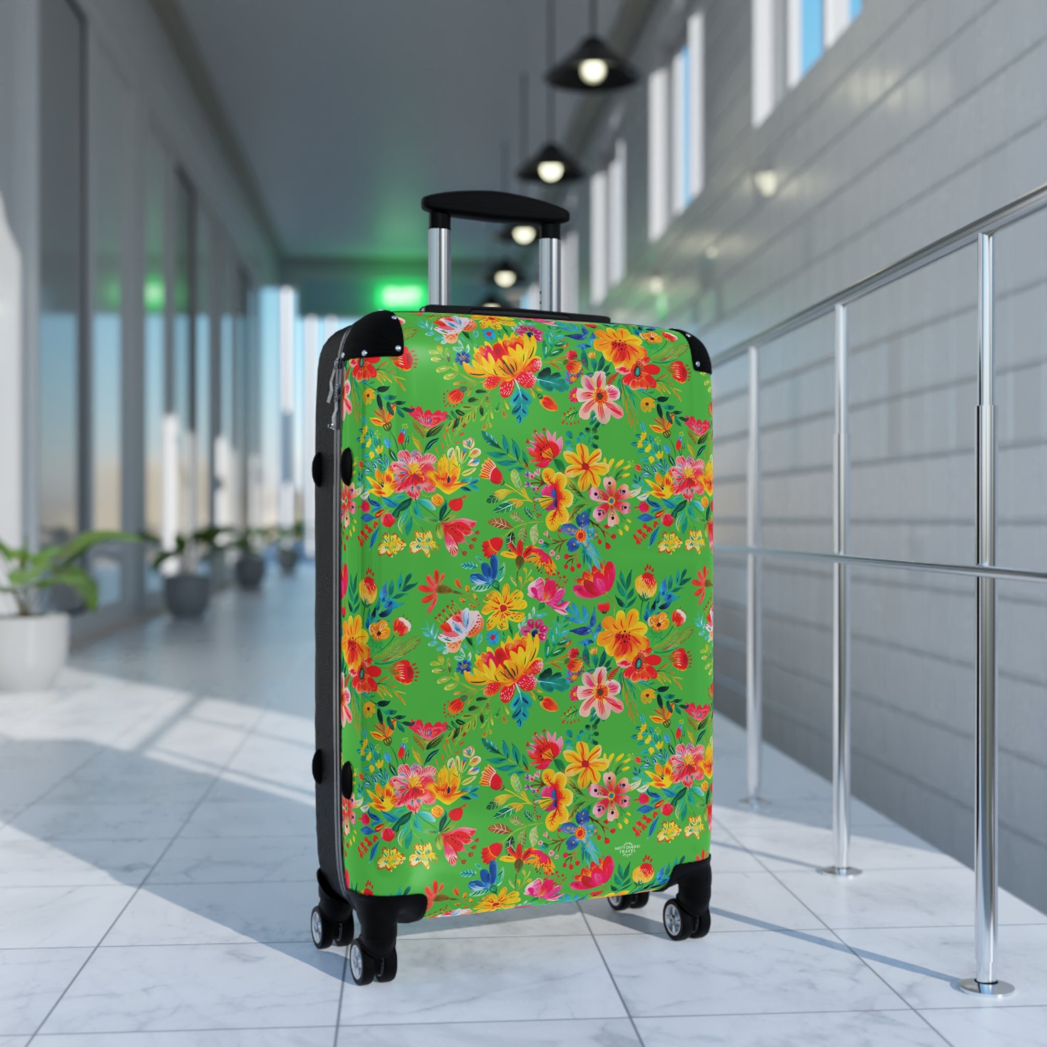 Bright Watercolor Flowers - Lime Green - Suitcase - Stylish Luggage for Adventurers