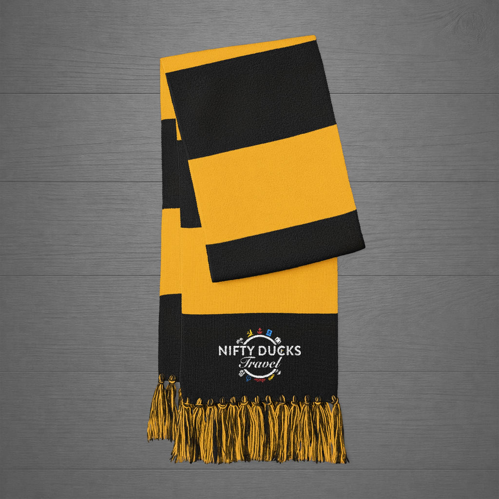 Embroidered Striped Spectator Scarf - Nifty Ducks Travel Logo – Team Colors Fan Scarf
