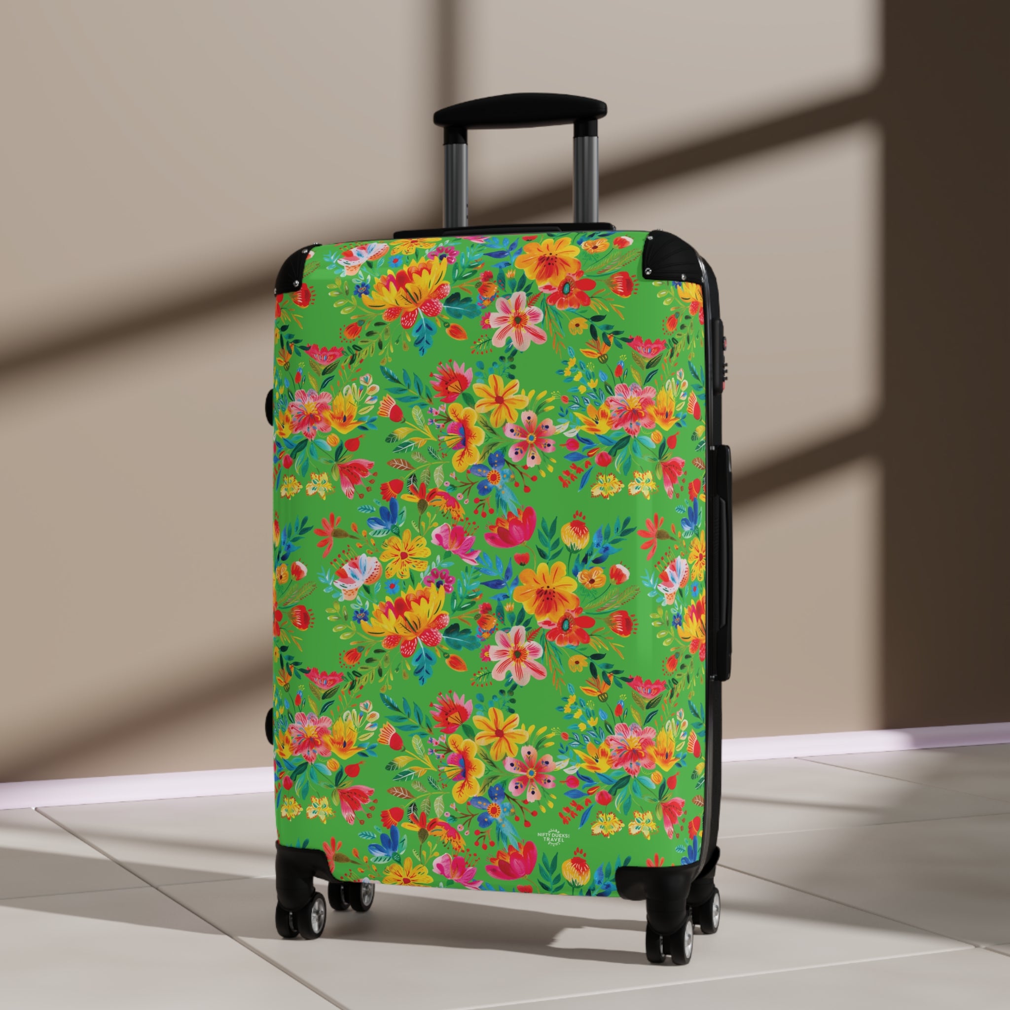 Bright Watercolor Flowers - Lime Green - Suitcase - Stylish Luggage for Adventurers