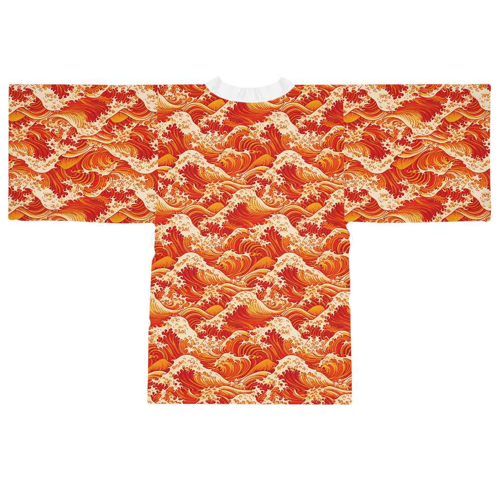 Tempest Tides - Orange - Long Sleeve Kimono Robe - Chic Loungewear, Spa Outfit, Gift for Her, Inner Peace, Home Comfort