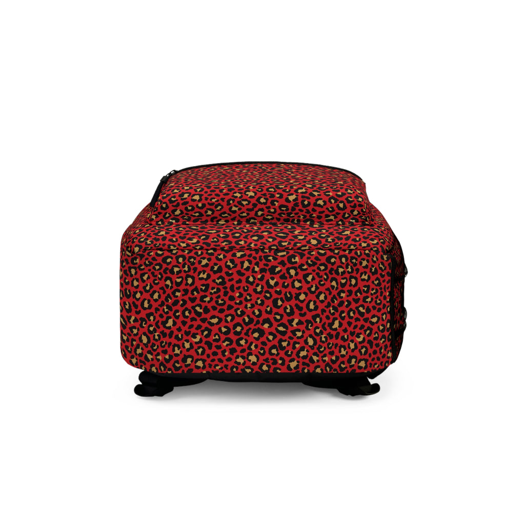 Spicy Kitty - Scarlet - Leopard Print - Backpack - Travel Bag with Black Duck Design