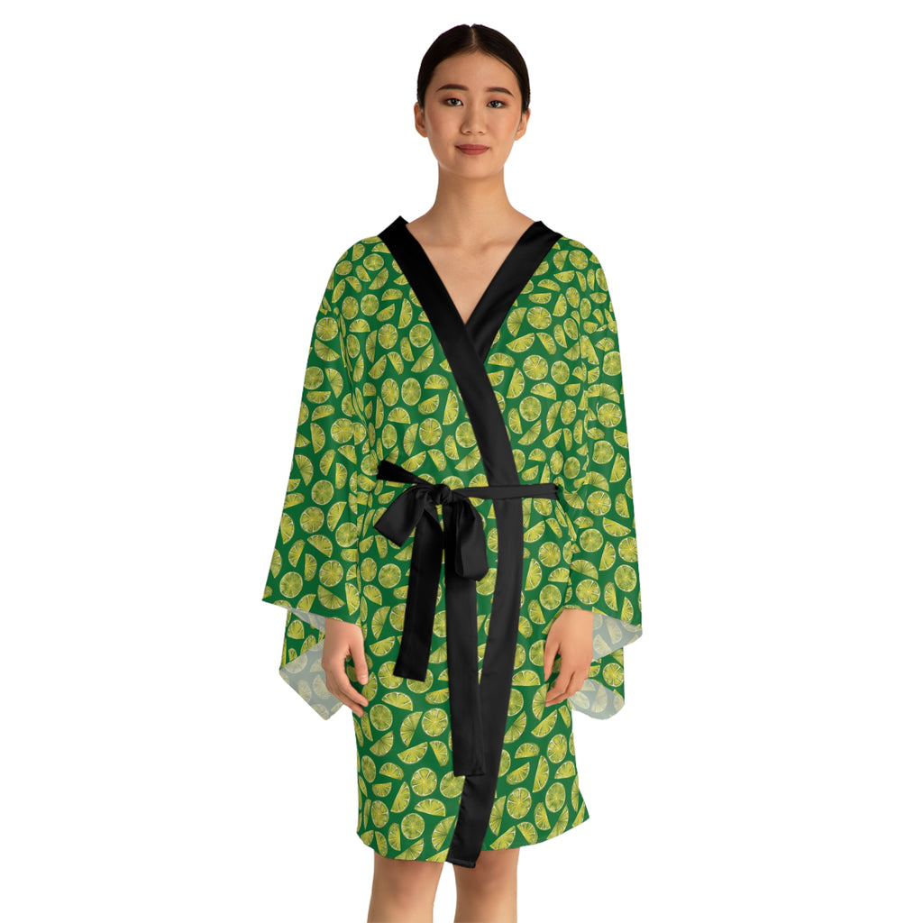 Zest Coast Vibes - Green - Long Sleeve Kimono Robe - Chic Loungewear, Spa Outfit, Gift for Her, Inner Peace, Home Comfort