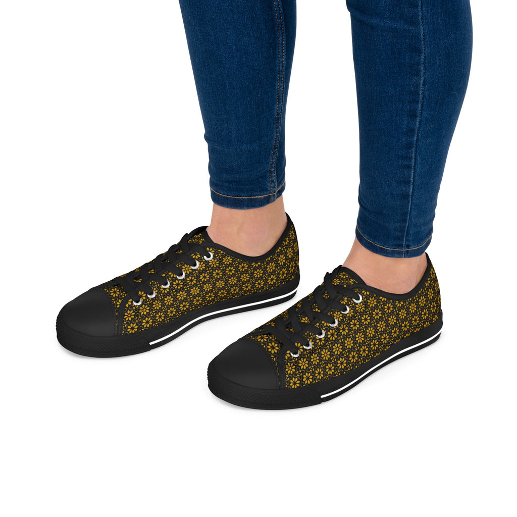 Florina - Gold - Black - Women's Low Top Sneakers — Casual Canvas Shoes