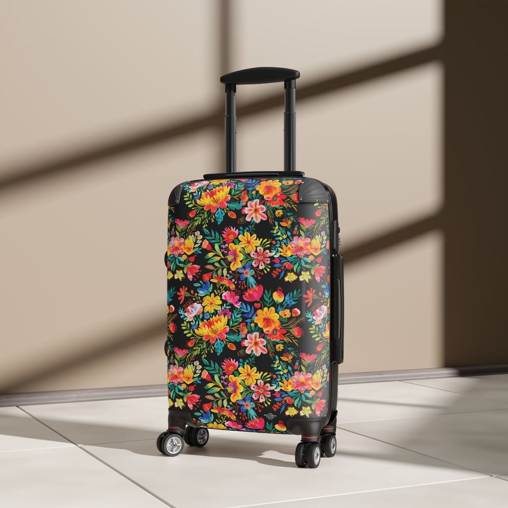 Bright Watercolor Flowers - Black - Suitcase - Stylish Luggage for Adventurers