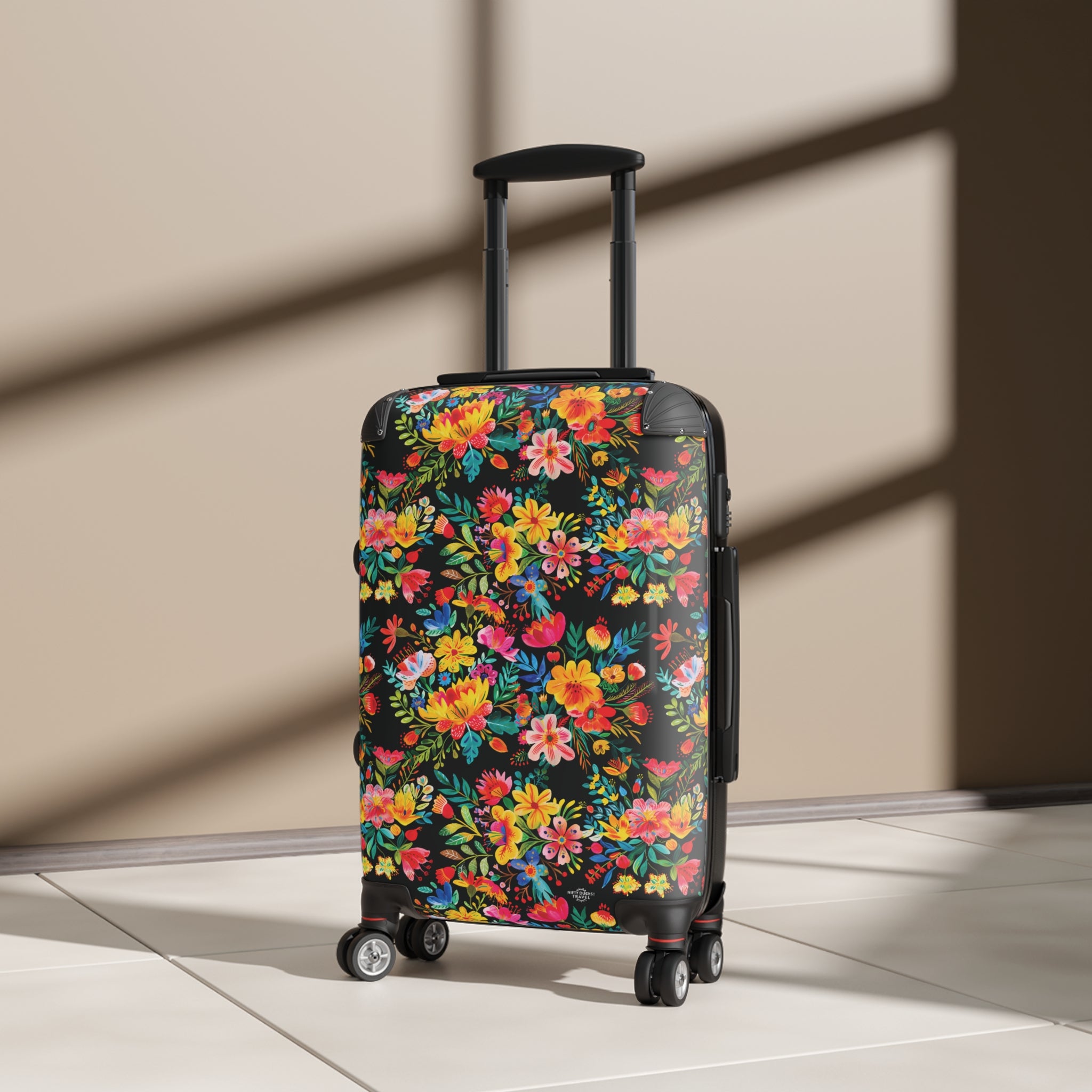 Bright Watercolor Flowers - Black - Suitcase - Stylish Luggage for Adventurers