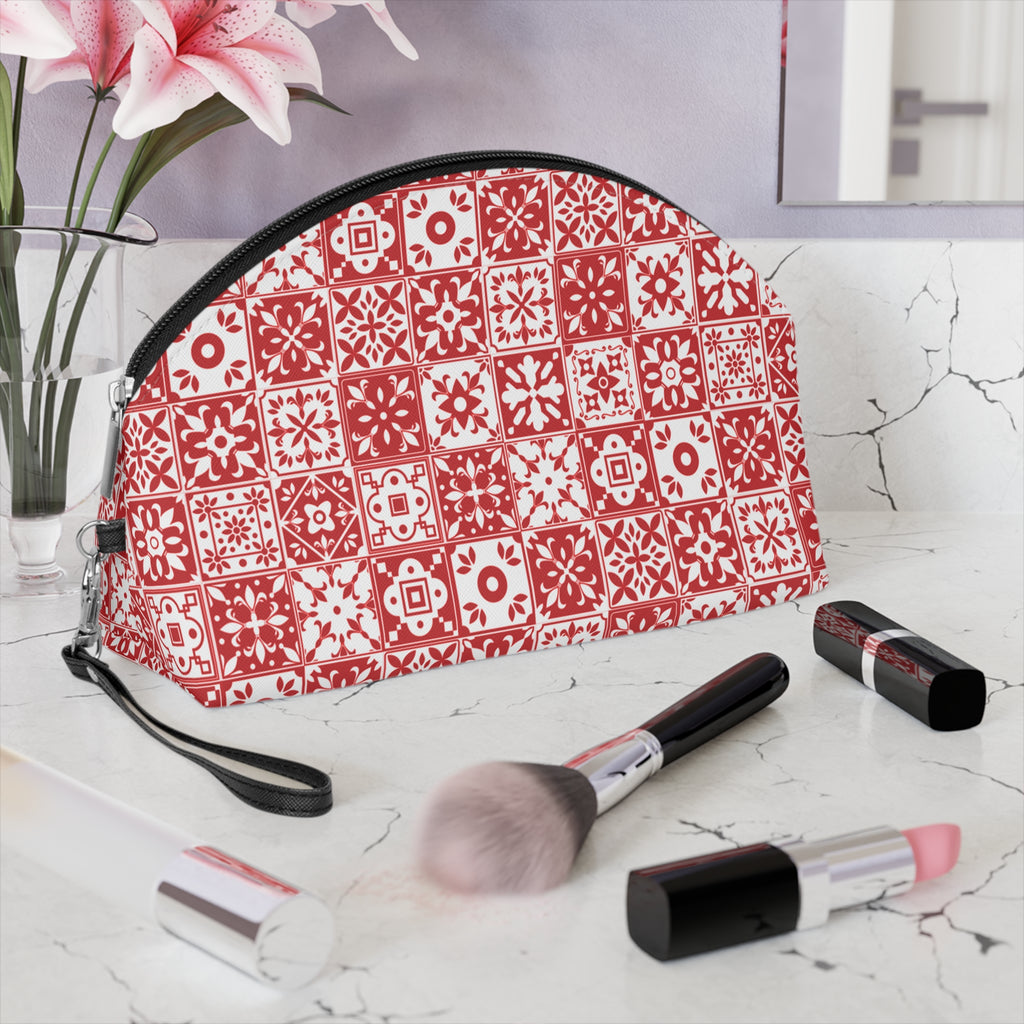 Mediterraneo Mosaic - Red - Mid Century design - Makeup Bag - Fun & Functional Travel Accessory